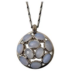 Goossens Paris Chalcedony and ruthenium Medal Necklace