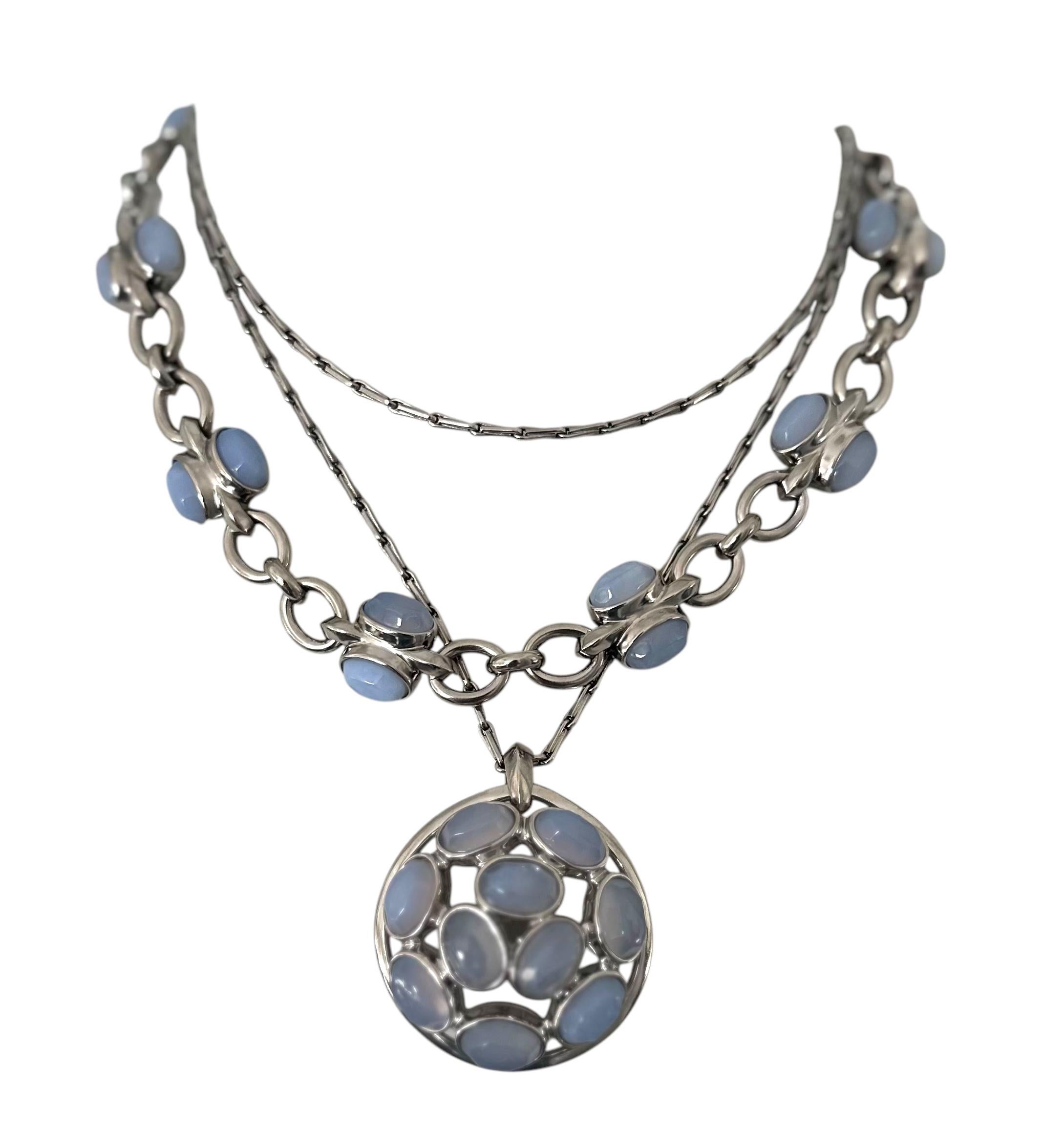Moderno Collana in calcedonio e rutenio di Goossens Paris in vendita
