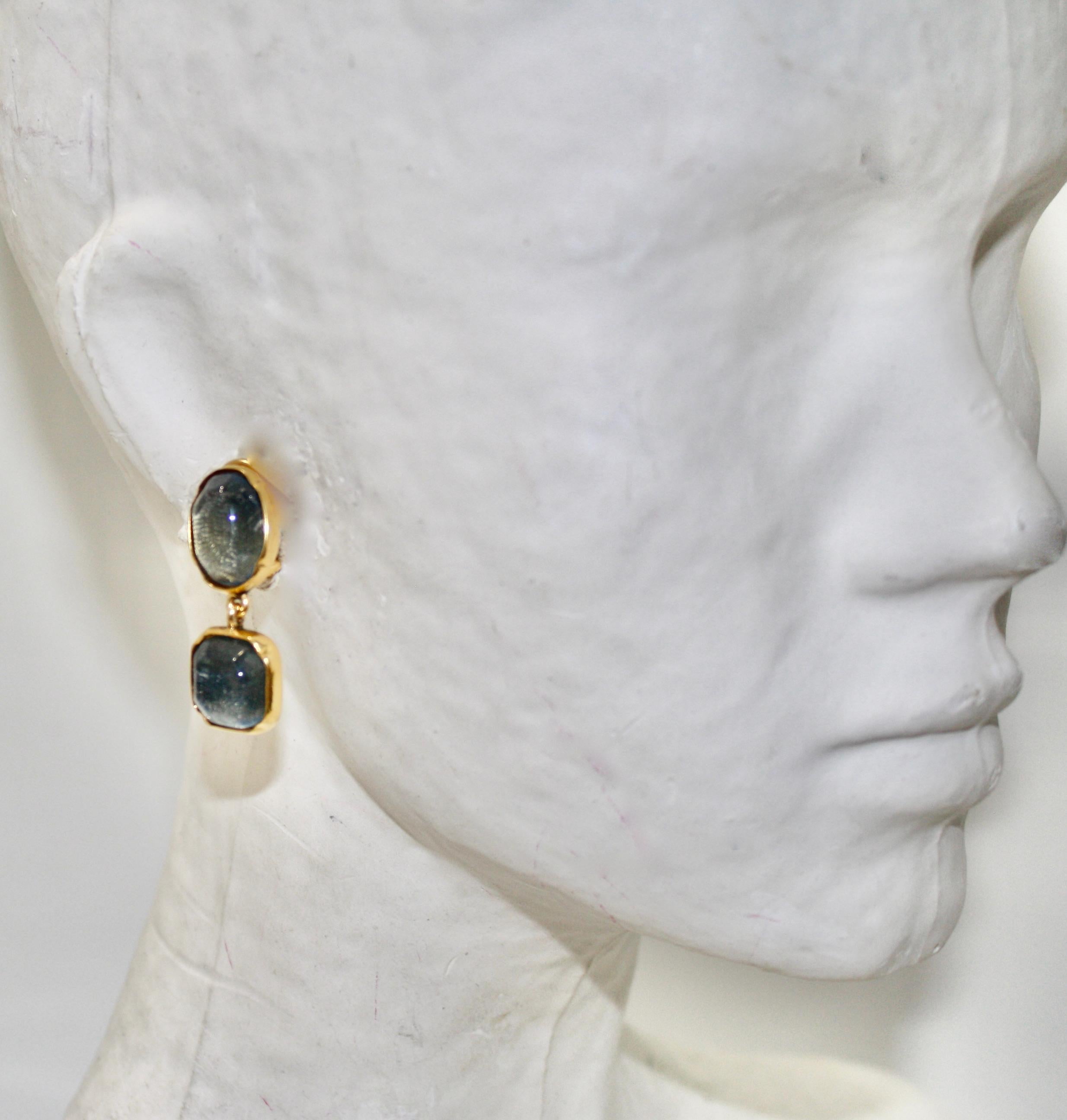 Goossens Paris Double Cabochons clip Earrings  In New Condition In Virginia Beach, VA