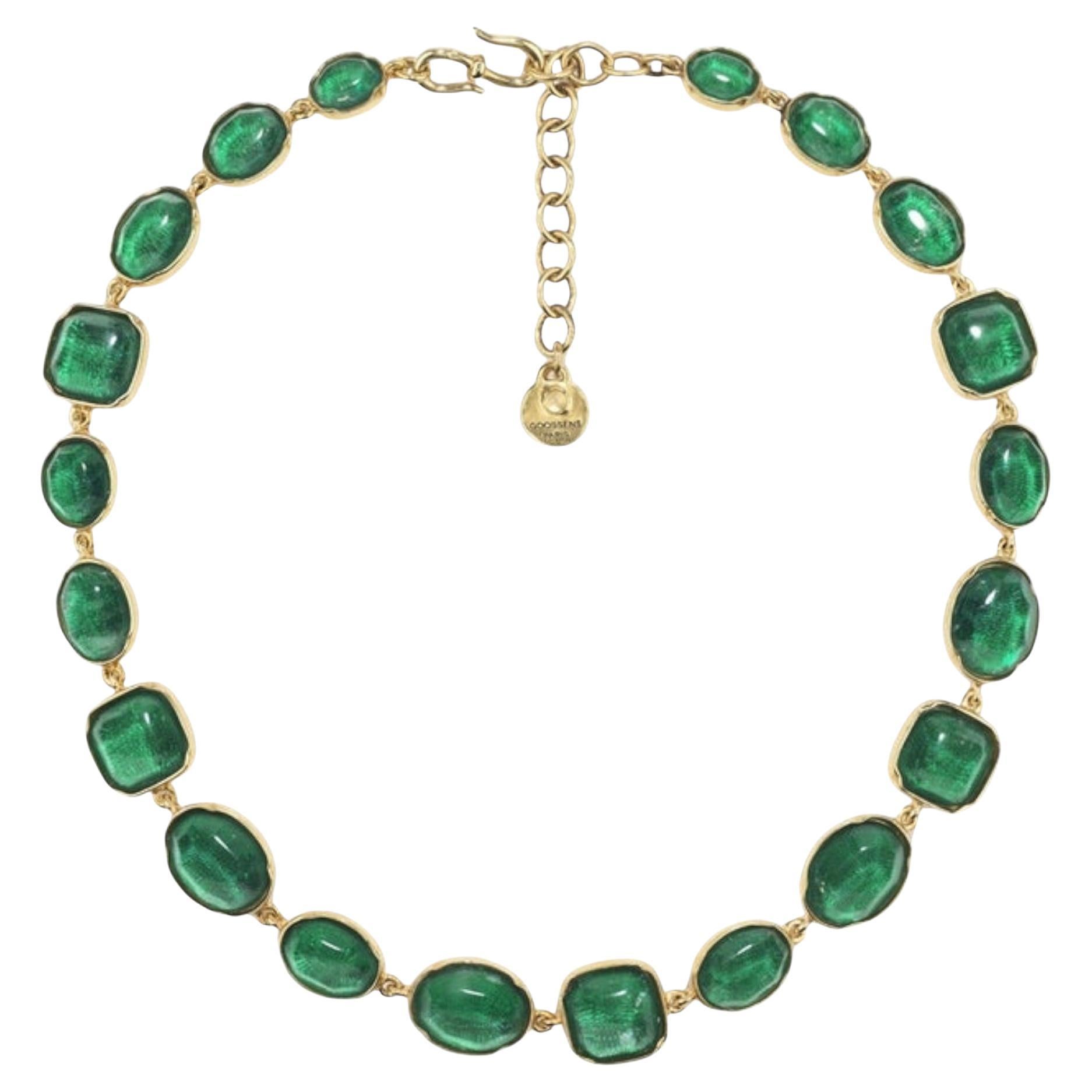Goossens Paris Emerald Green Rock Crystal Necklace