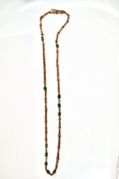 Goossens Paris Gilded Bronze and Aventurine Sautoir