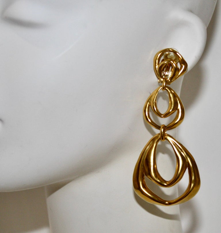 Women's or Men's Goossens Paris Gilded Bronze Drop Earrings 