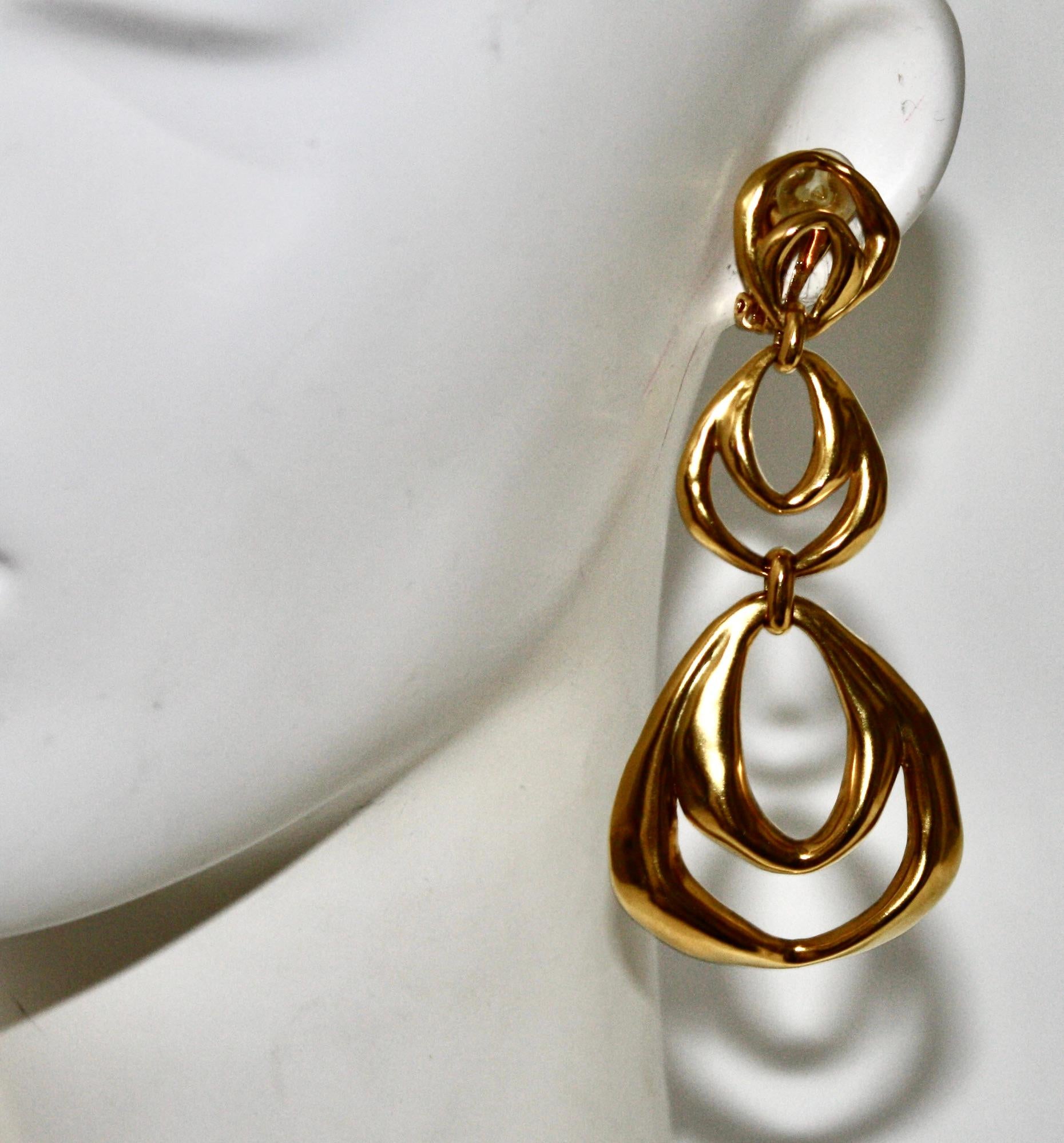 Goossens Paris Gilded Bronze Drop Earrings  1