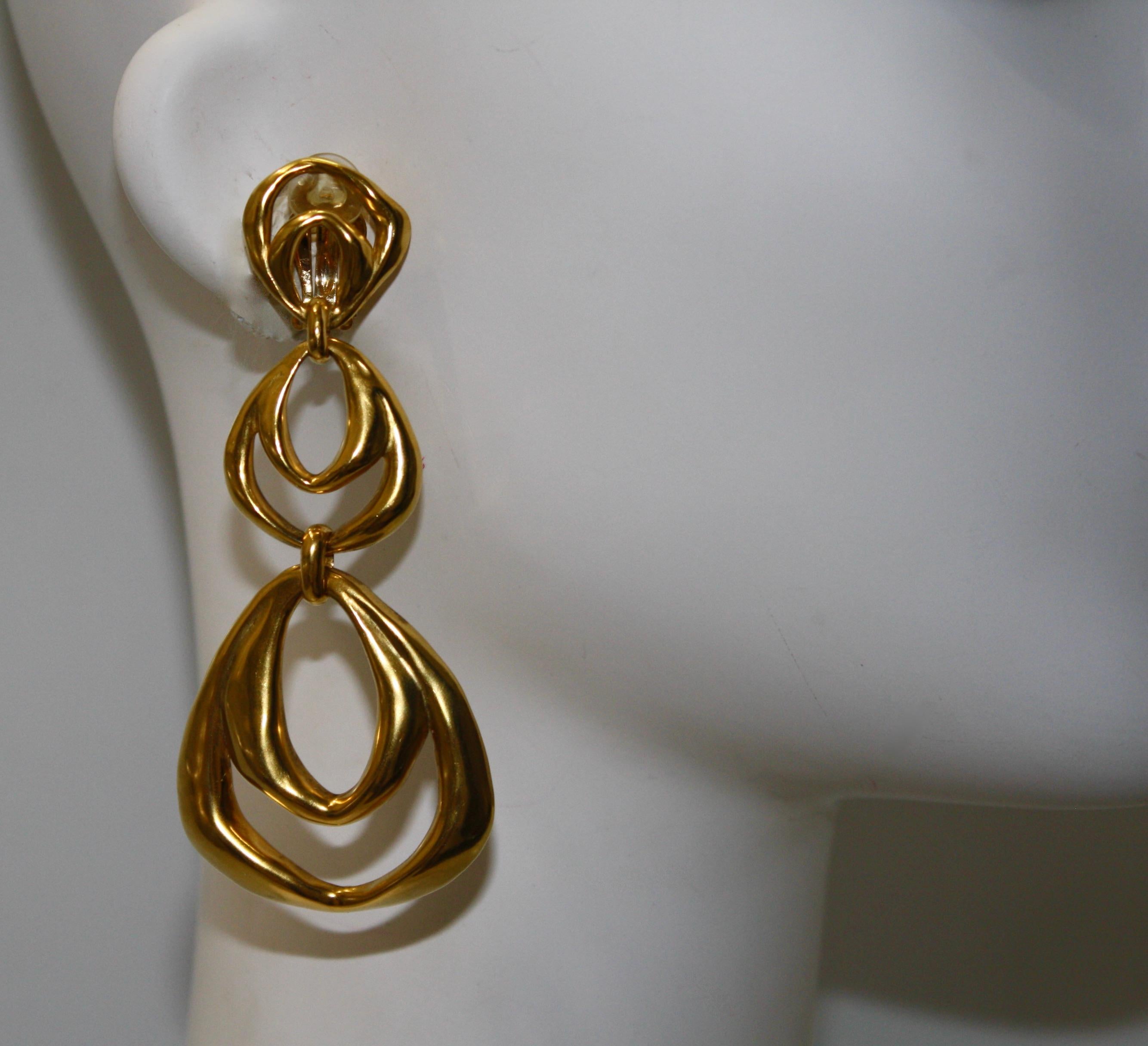 Goossens Paris Gilded Bronze Drop Earrings  For Sale 2