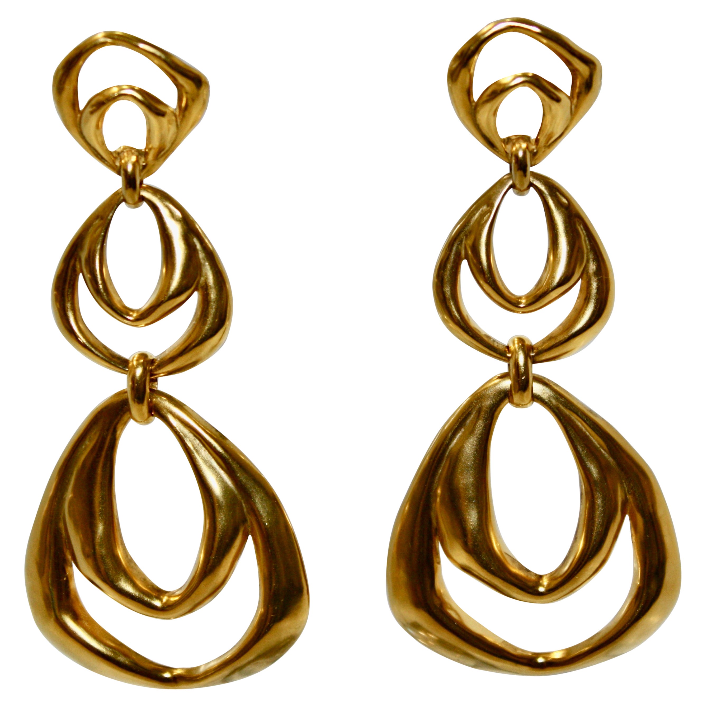 Goossens Paris Gilded Bronze Drop Earrings  For Sale