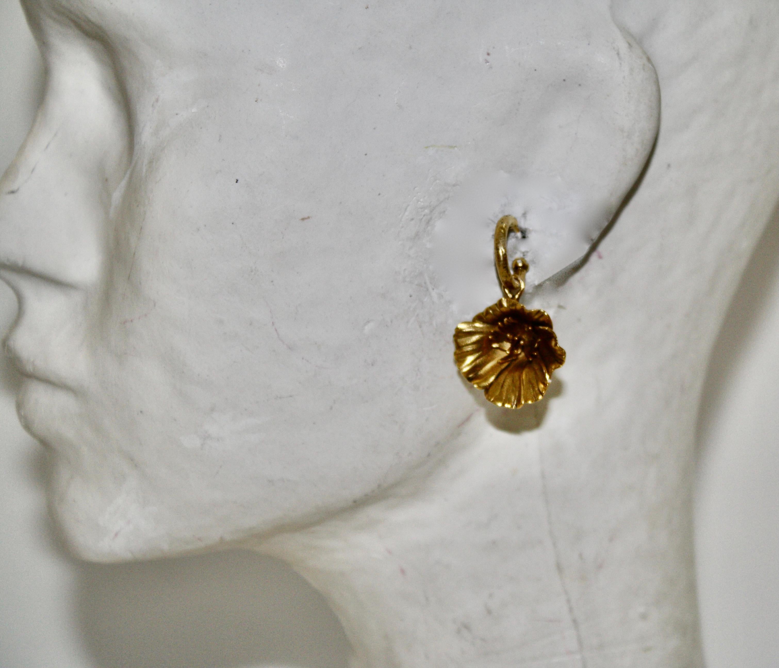 Goossens Paris Gilded Bronze Poppy Flower Earrings 1