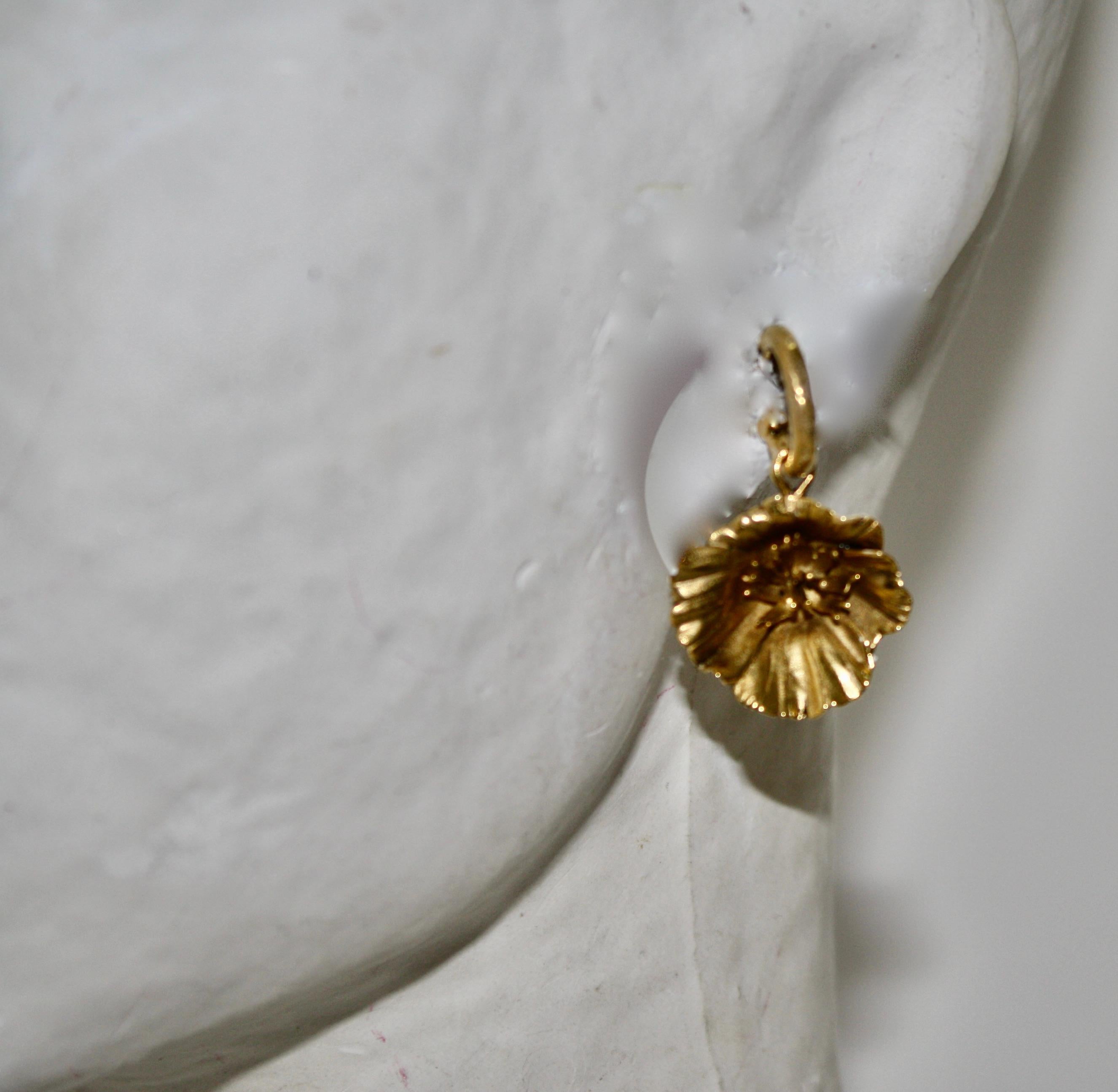 Goossens Paris Gilded Bronze Poppy Flower Earrings 2