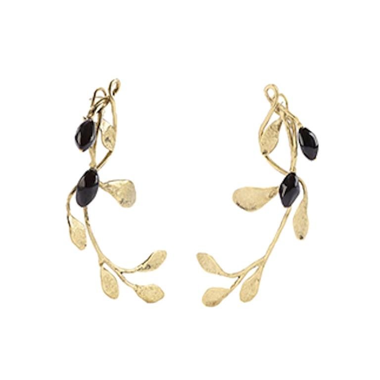 Goossens Paris Gold- und Granat-Ohrringe mit durchbohrten Ohrringen