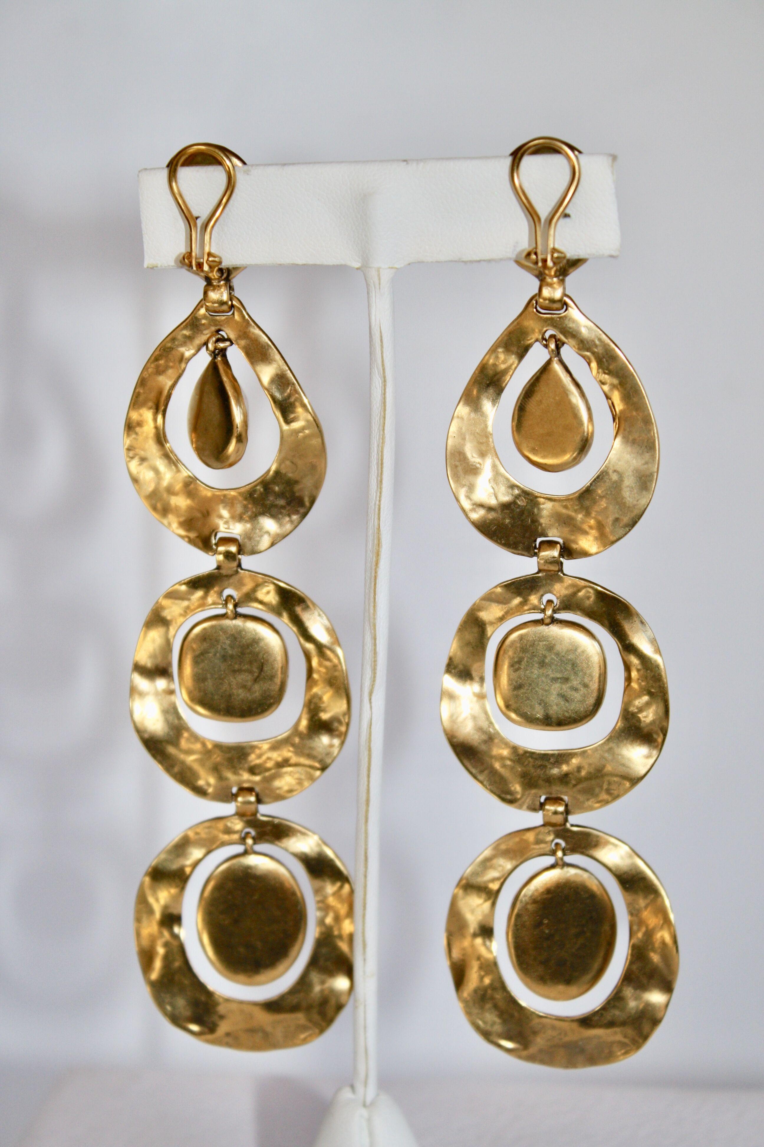 Goossens Paris Gold and Rock Crystal Statement Clip Earrings In New Condition In Virginia Beach, VA