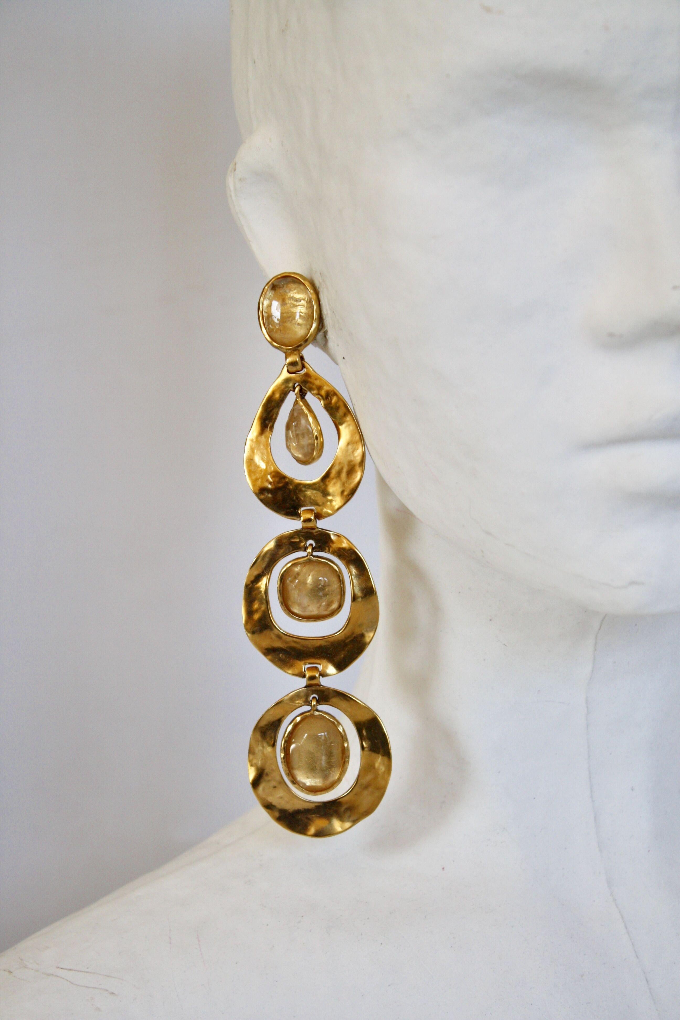 Goossens Paris Gold and Rock Crystal Statement Clip Earrings 2