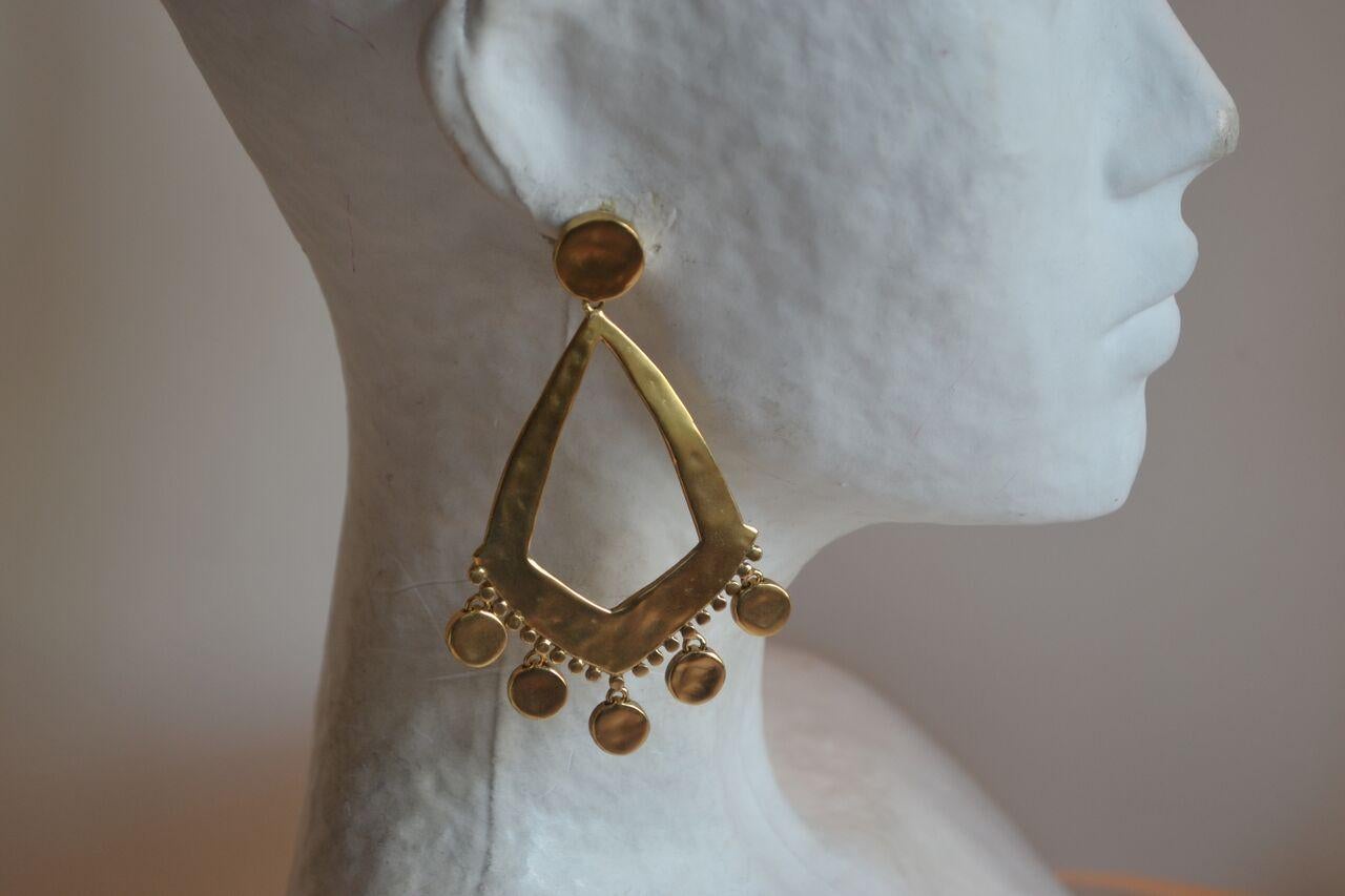 24k plate gold clip earrings with mini drops from Goossens Paris. 