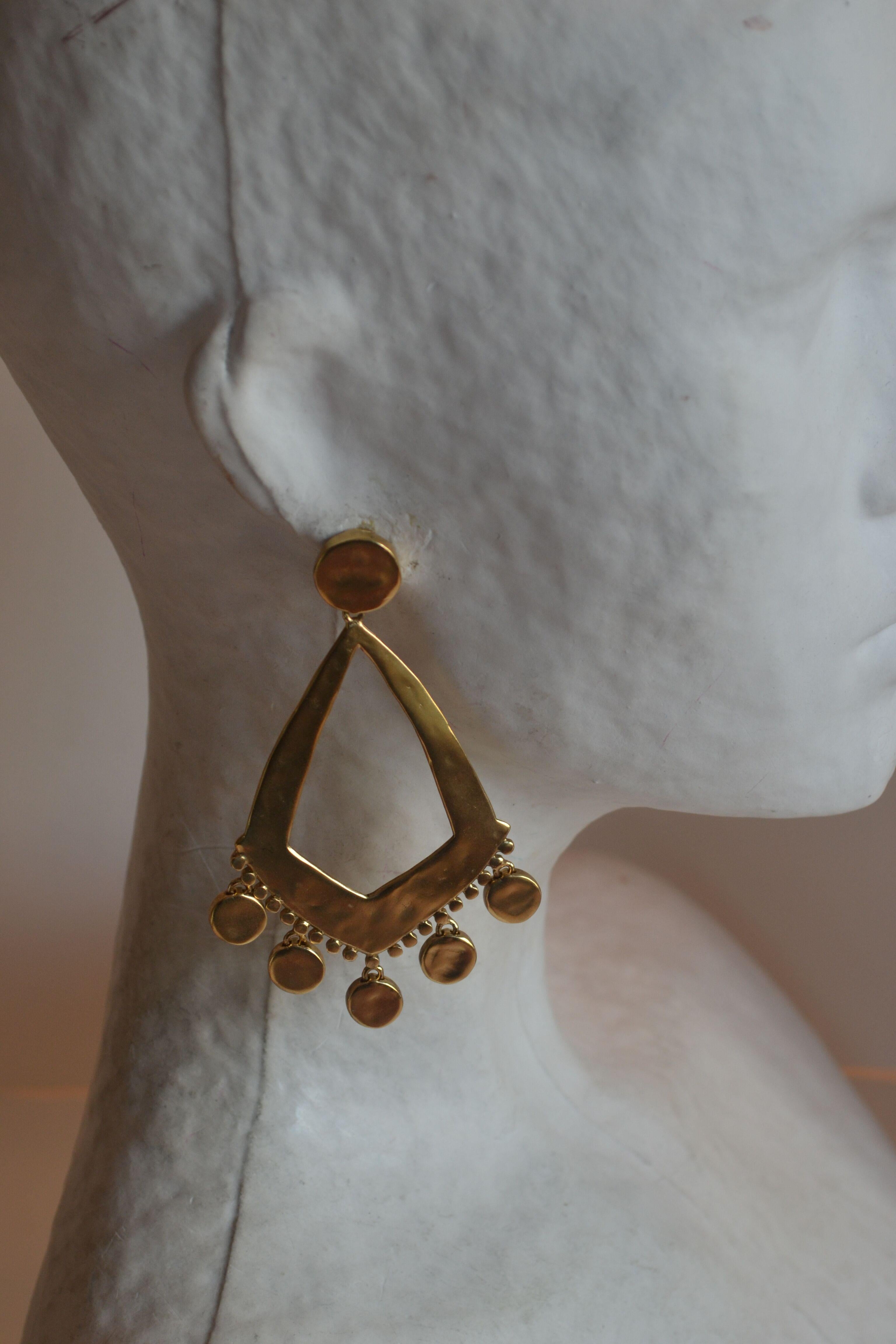 Women's Goossens Paris Gold Statement Armure Clip Earrings