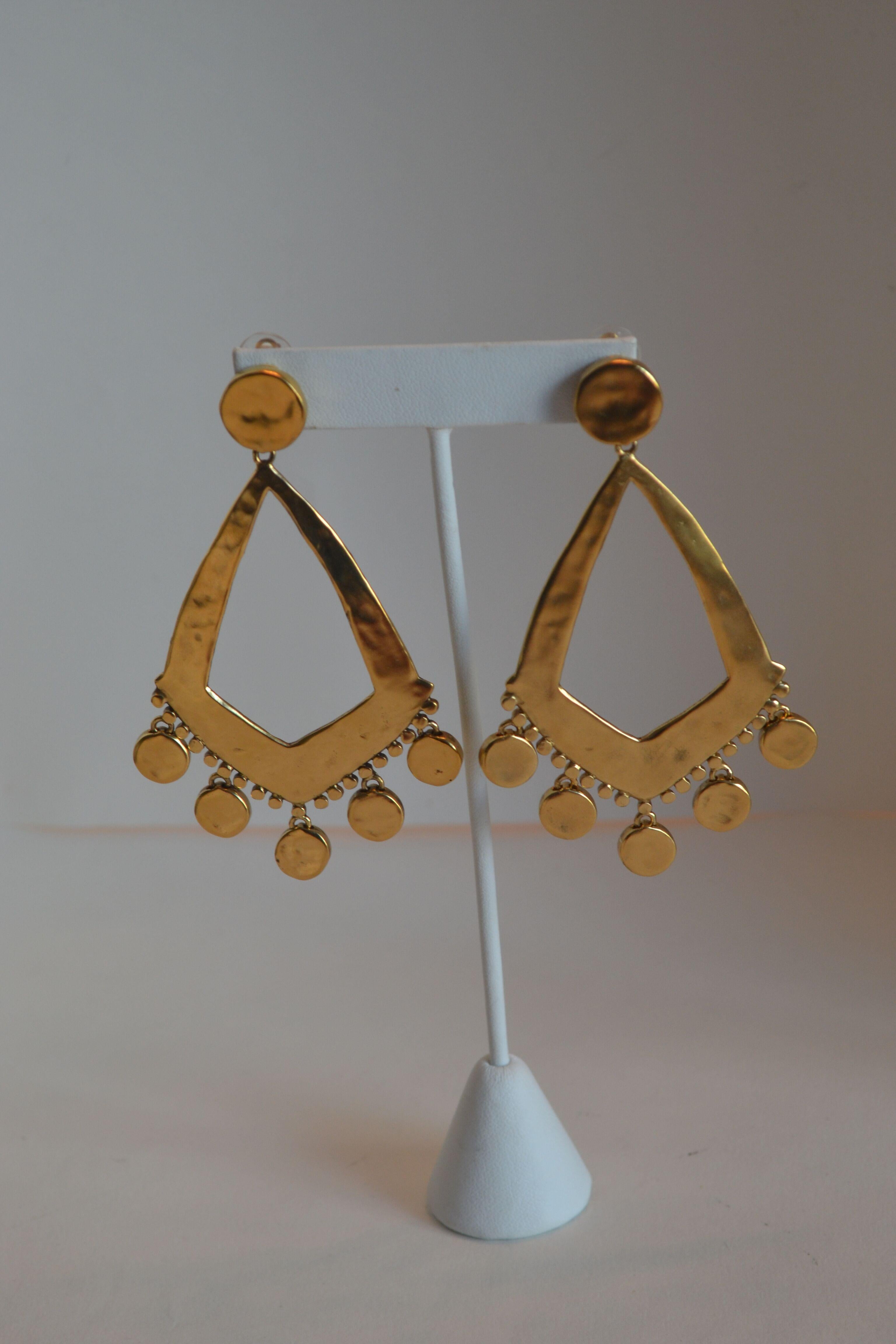 Goossens Paris Gold Statement Armure Clip Earrings 1