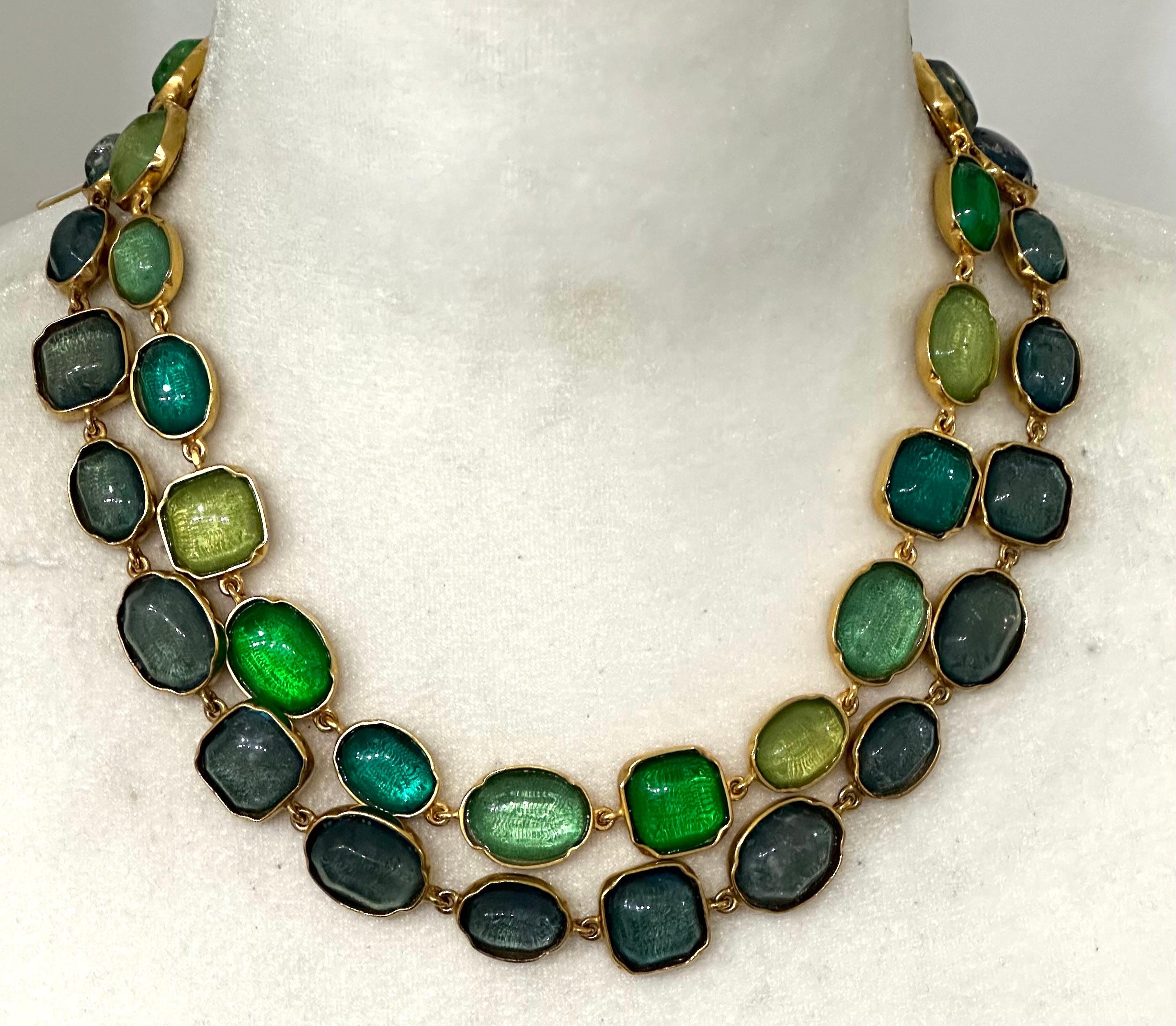 Goossens Paris Grüne Bergkristall-Halskette im Angebot 6