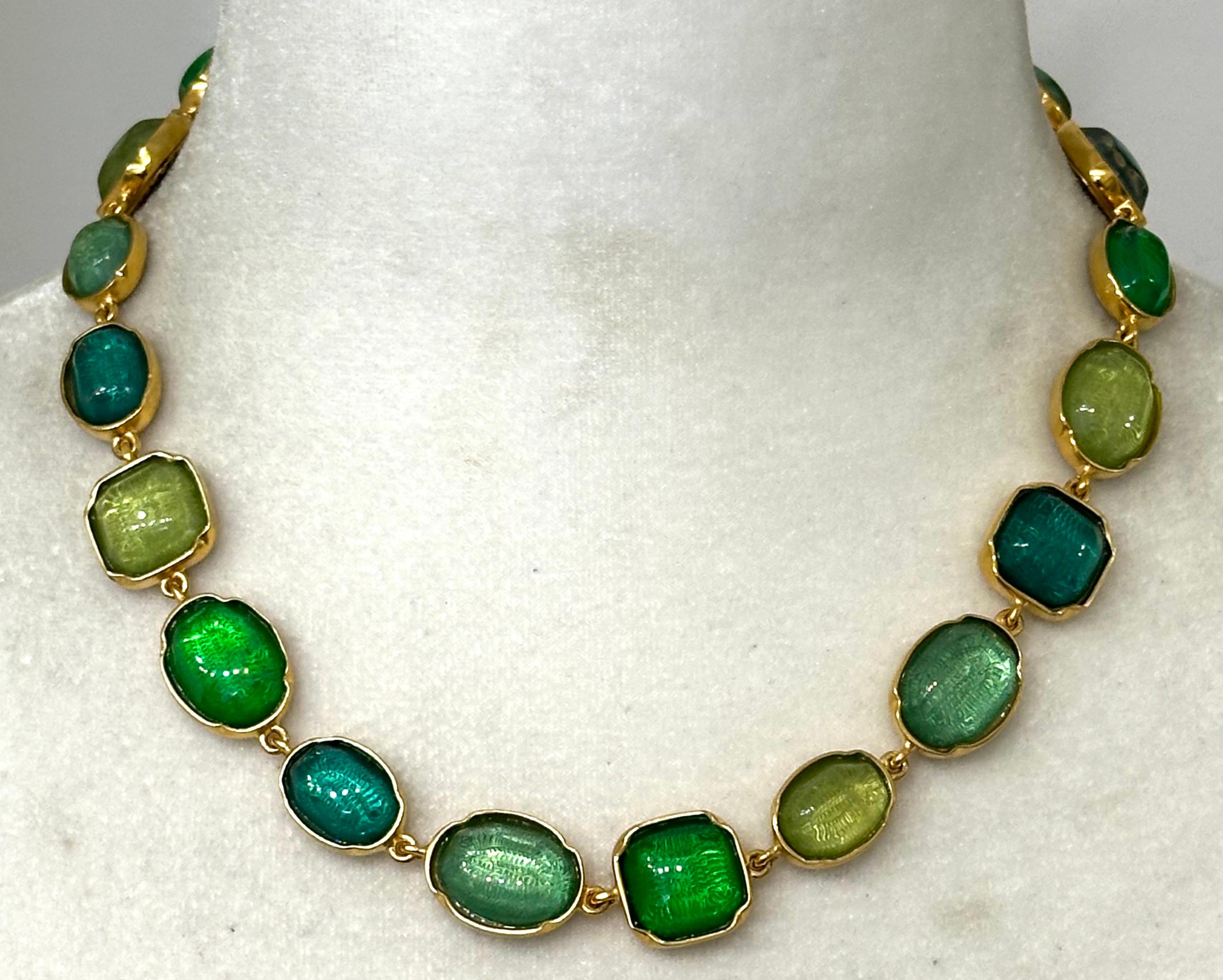 Goossens Paris Grüne Bergkristall-Halskette im Angebot 7