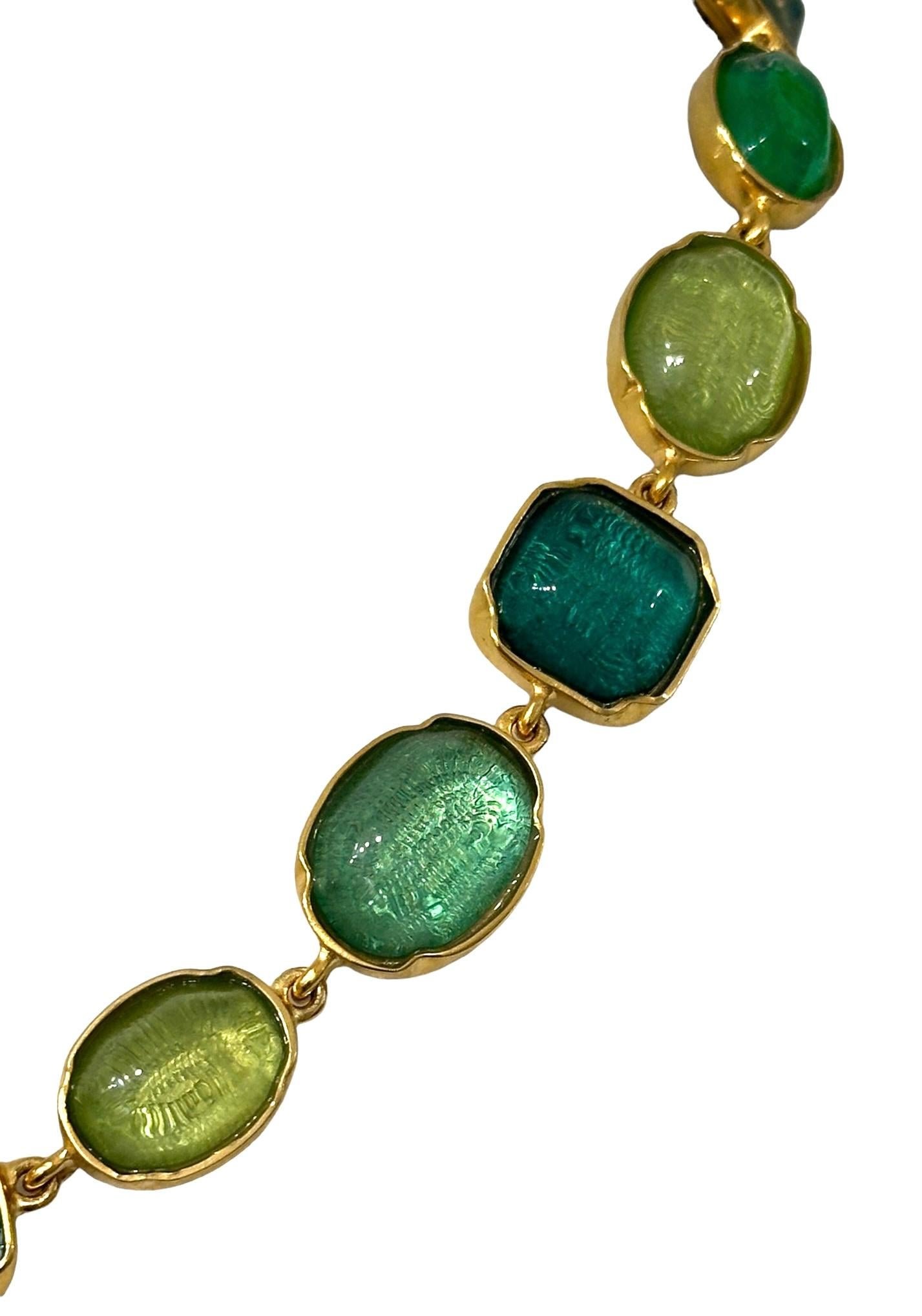 Moderne Goossens Paris Collier de cristal de roche vert en vente