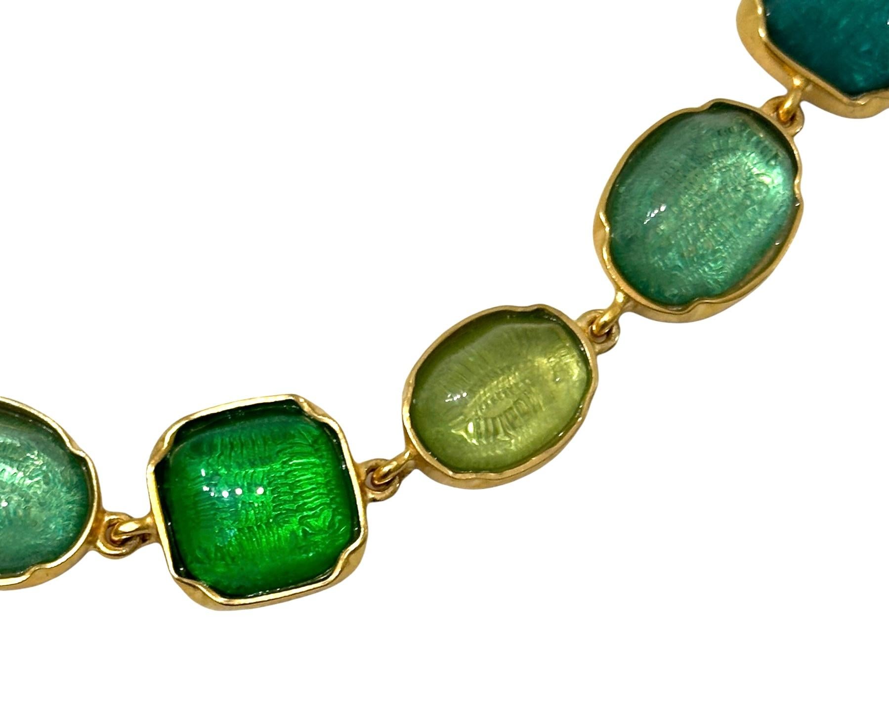 Goossens Paris Green Rock Crystal Necklace In New Condition For Sale In Virginia Beach, VA
