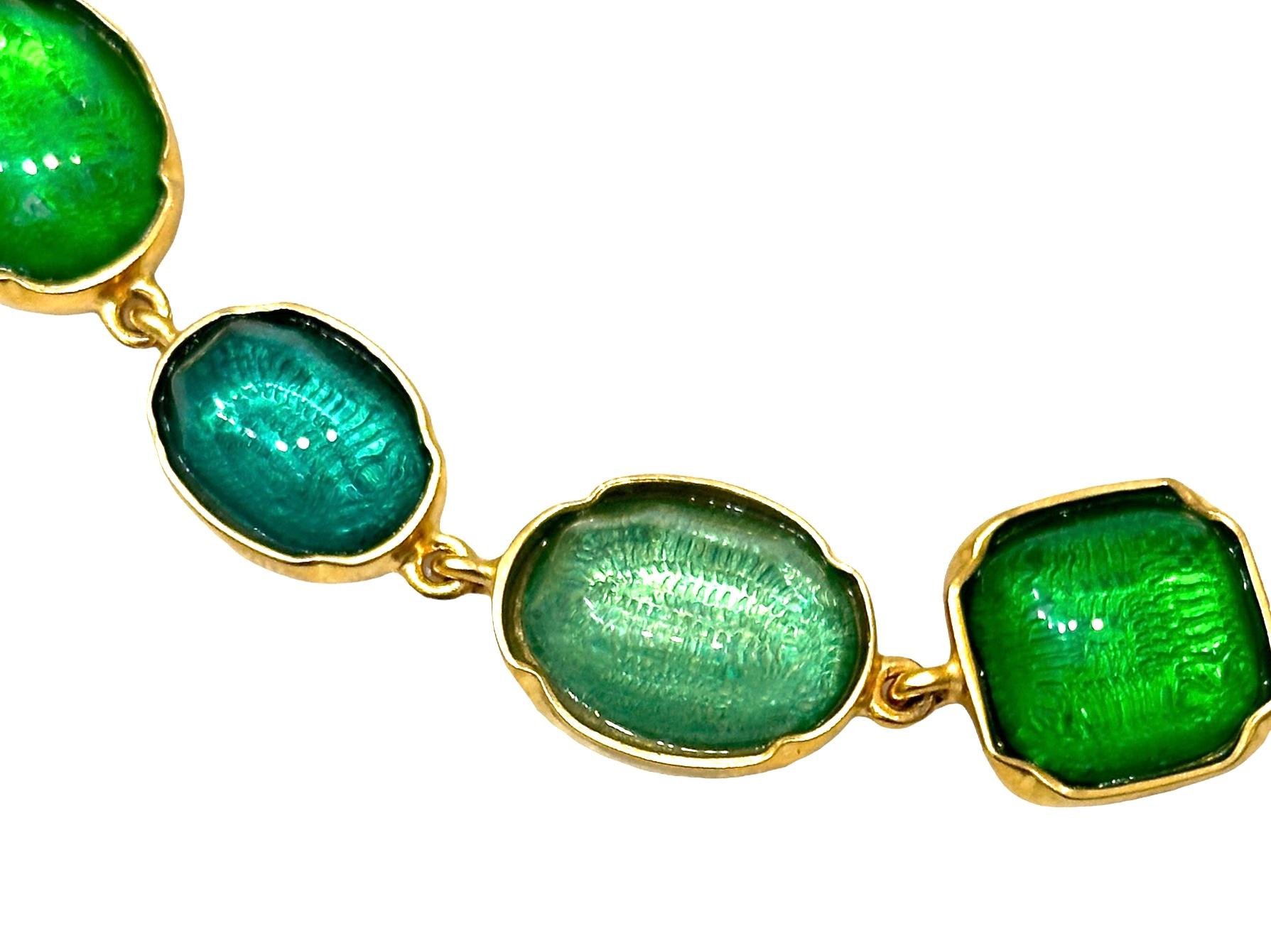Women's or Men's Goossens Paris Green Rock Crystal Necklace For Sale