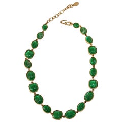 Goossens Paris Green Tinted Rock Crystal Necklace