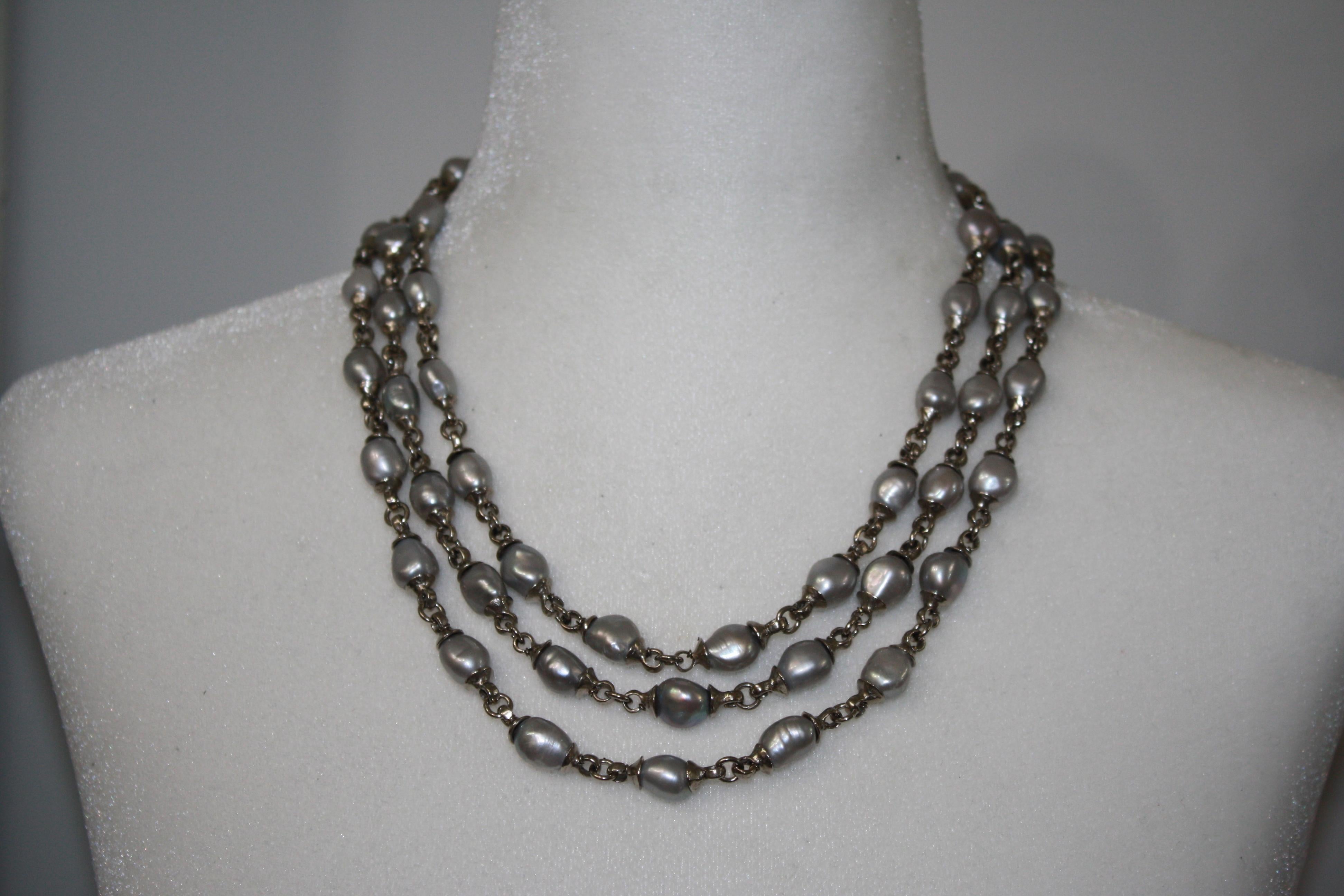 Goossens Paris Grey Pearls Choker In New Condition In Virginia Beach, VA