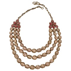 Goossens Paris Jaipur Collier à trois rangs en cristal de roche teinté