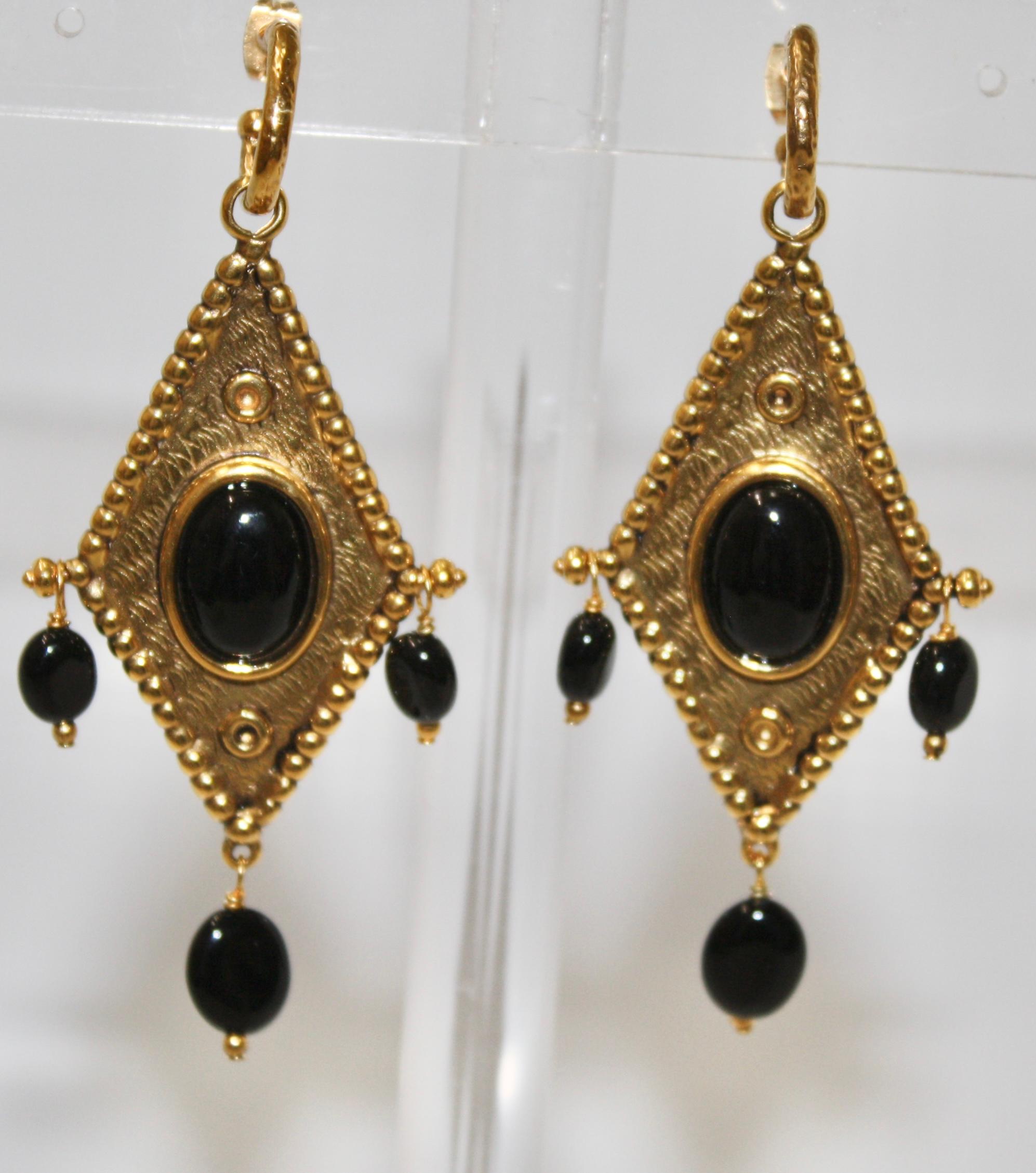 Goossens Paris Long Black Agate Earrings  5