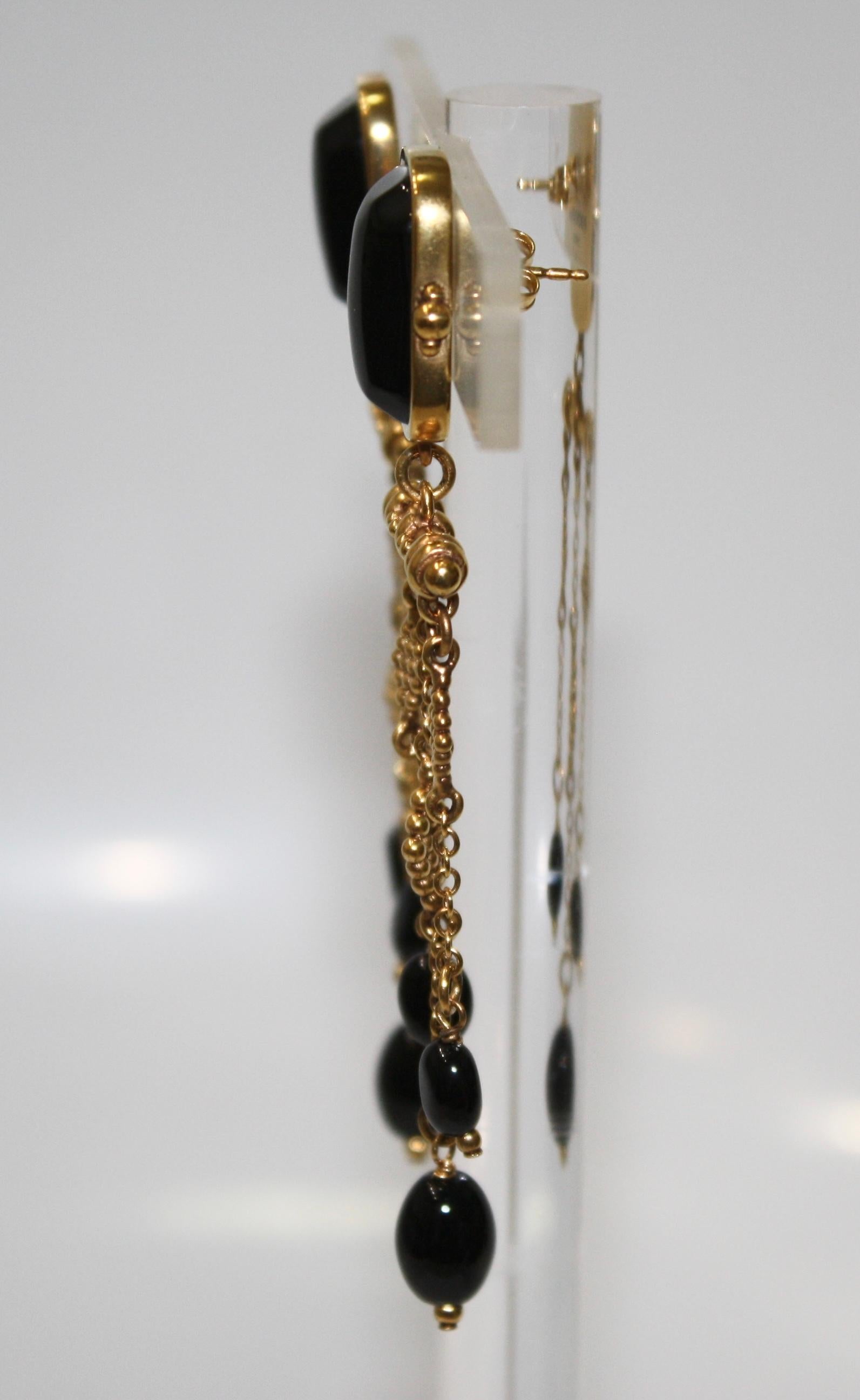 Goossens Paris Long Black Agate Earrings  1
