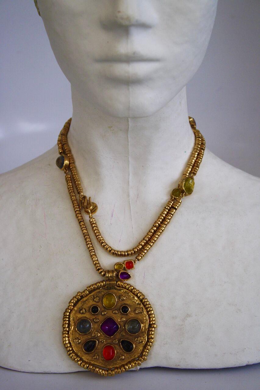 Goossens Paris Mini Cabochon Pendant Necklace In New Condition In Virginia Beach, VA