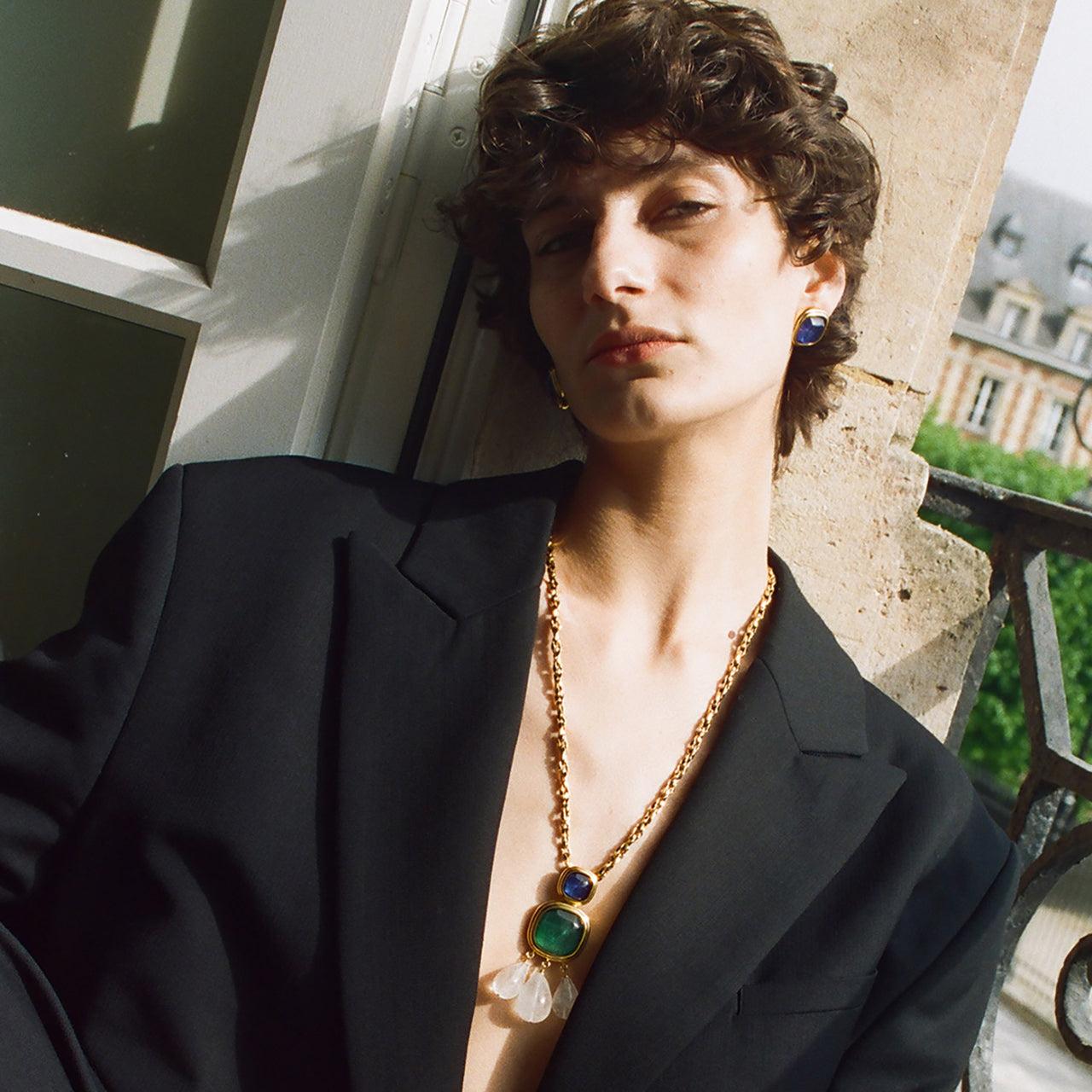 Goossens Paris Renaissance necklace in Tinted Rock Crystal en venta 10