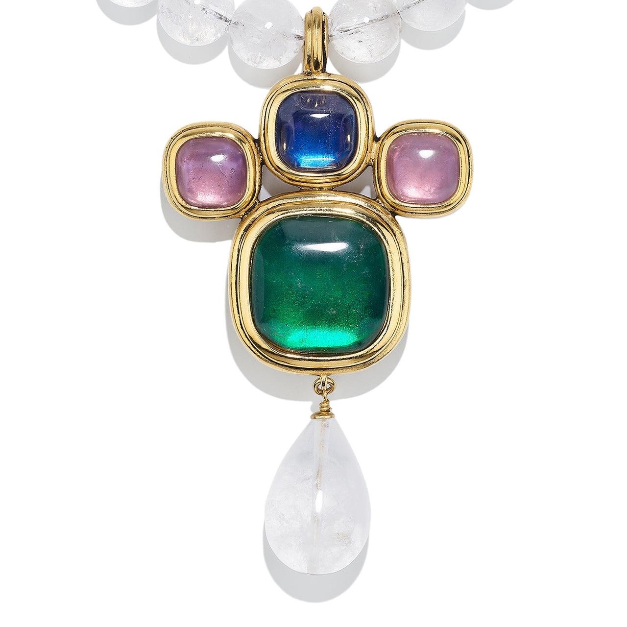 Moderno Collana Goossens Paris Renaissance con perle e cristallo di rocca in vendita