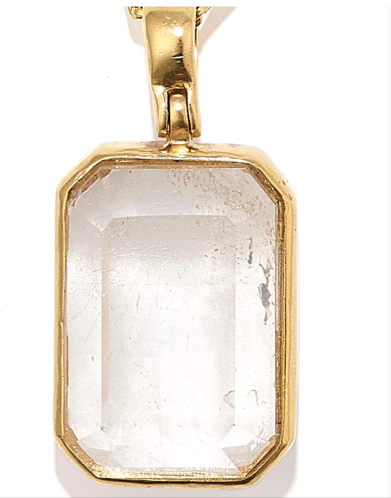 Women's Goossens Paris Rock Crystal and Yellow Gold Pendant Necklace