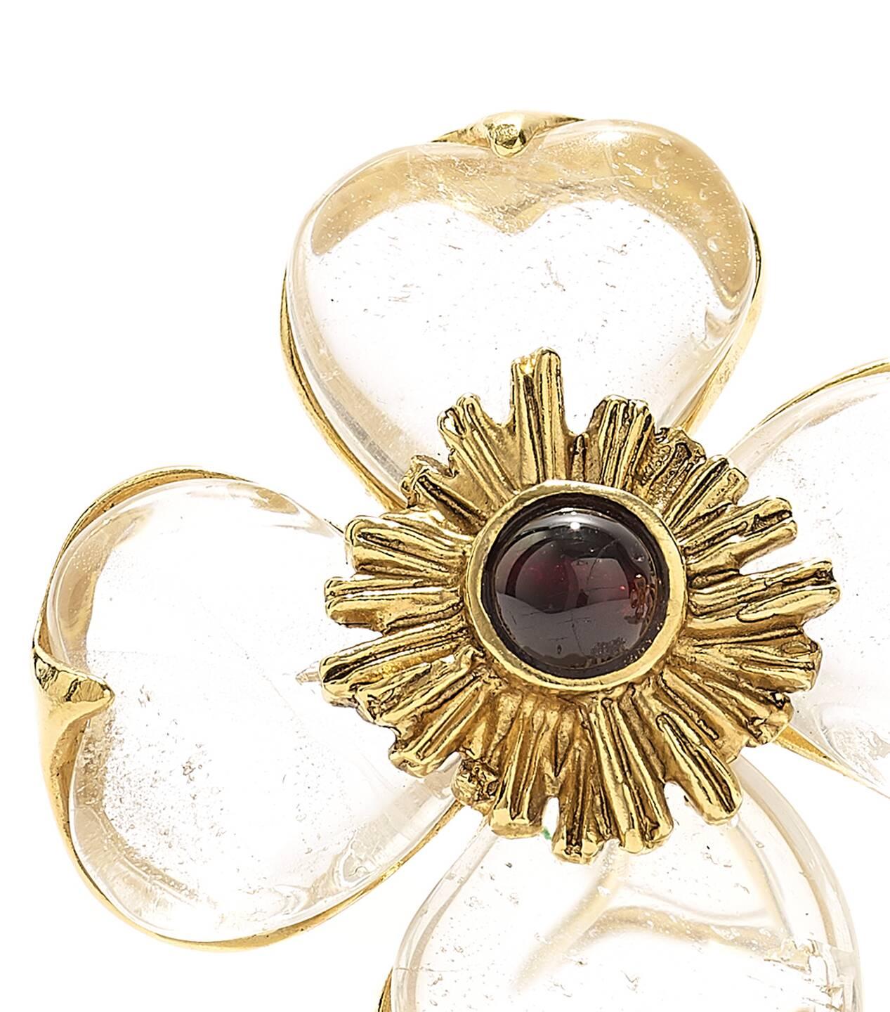 Modern Goossens-Paris Rock Crystal Clip Earrings