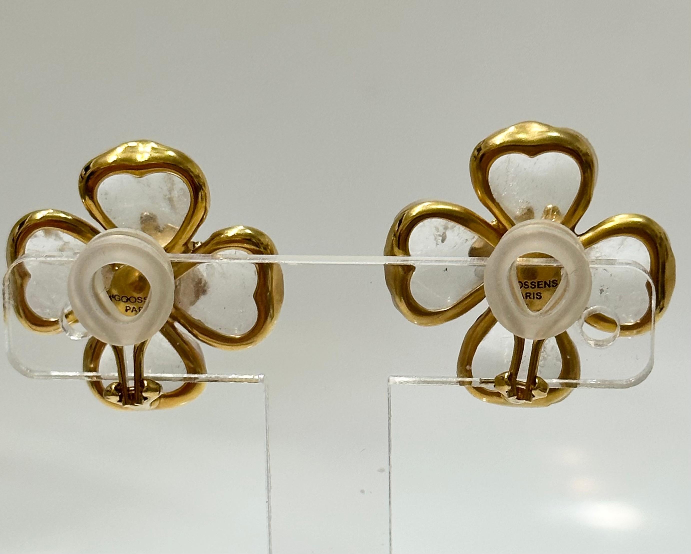 Goossens-Paris Rock Crystal Clip Earrings In New Condition In Virginia Beach, VA