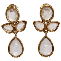 Goossens Paris Pendientes de clip florales de cristal de roca