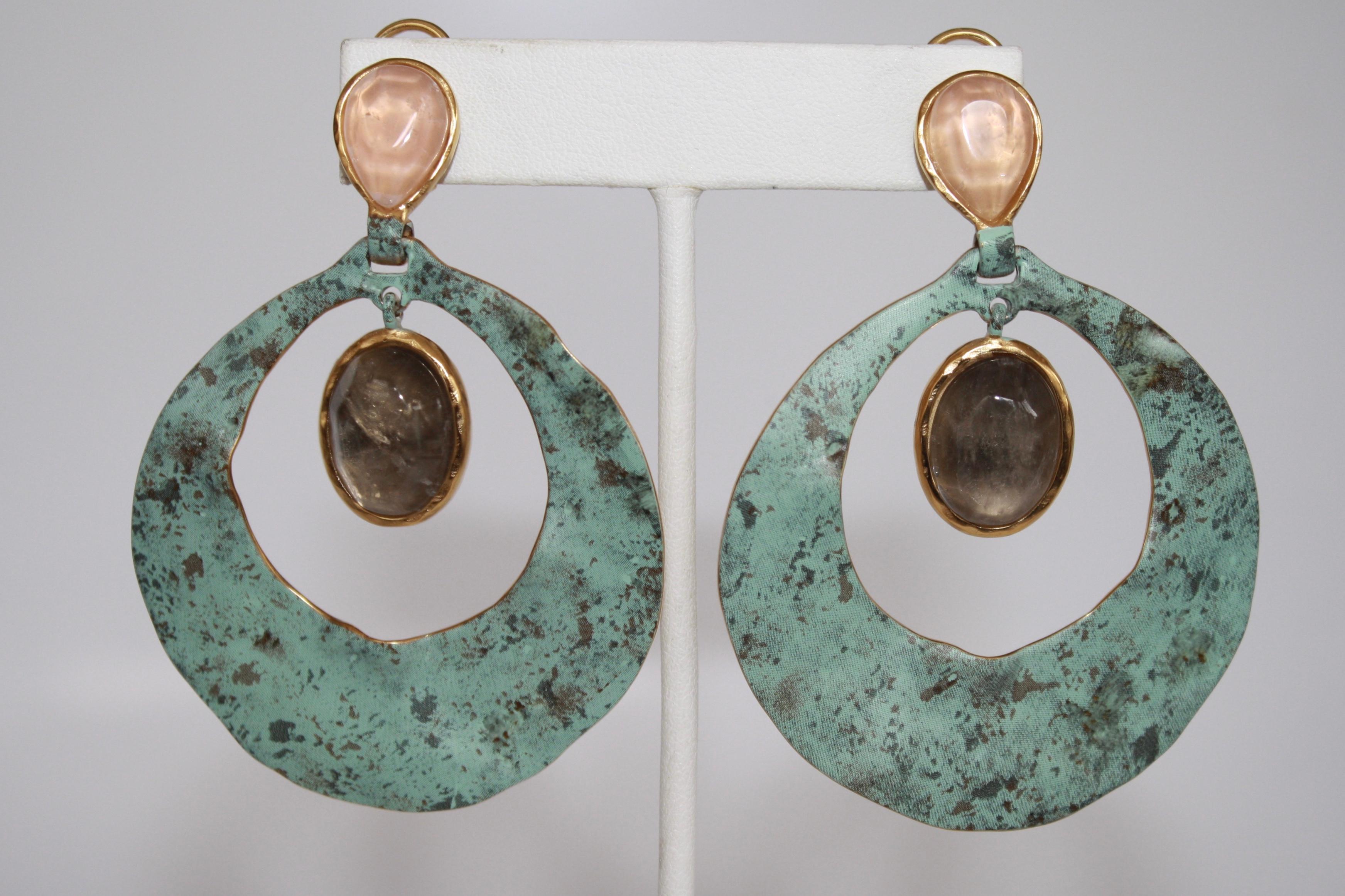 Women's or Men's Goossens Paris Sea Glass Inspired Drop Earrings 