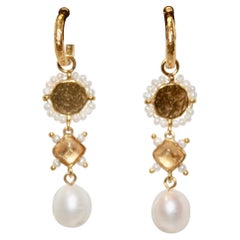 Goossens Paris Venise Pearl and Bronze Earrings