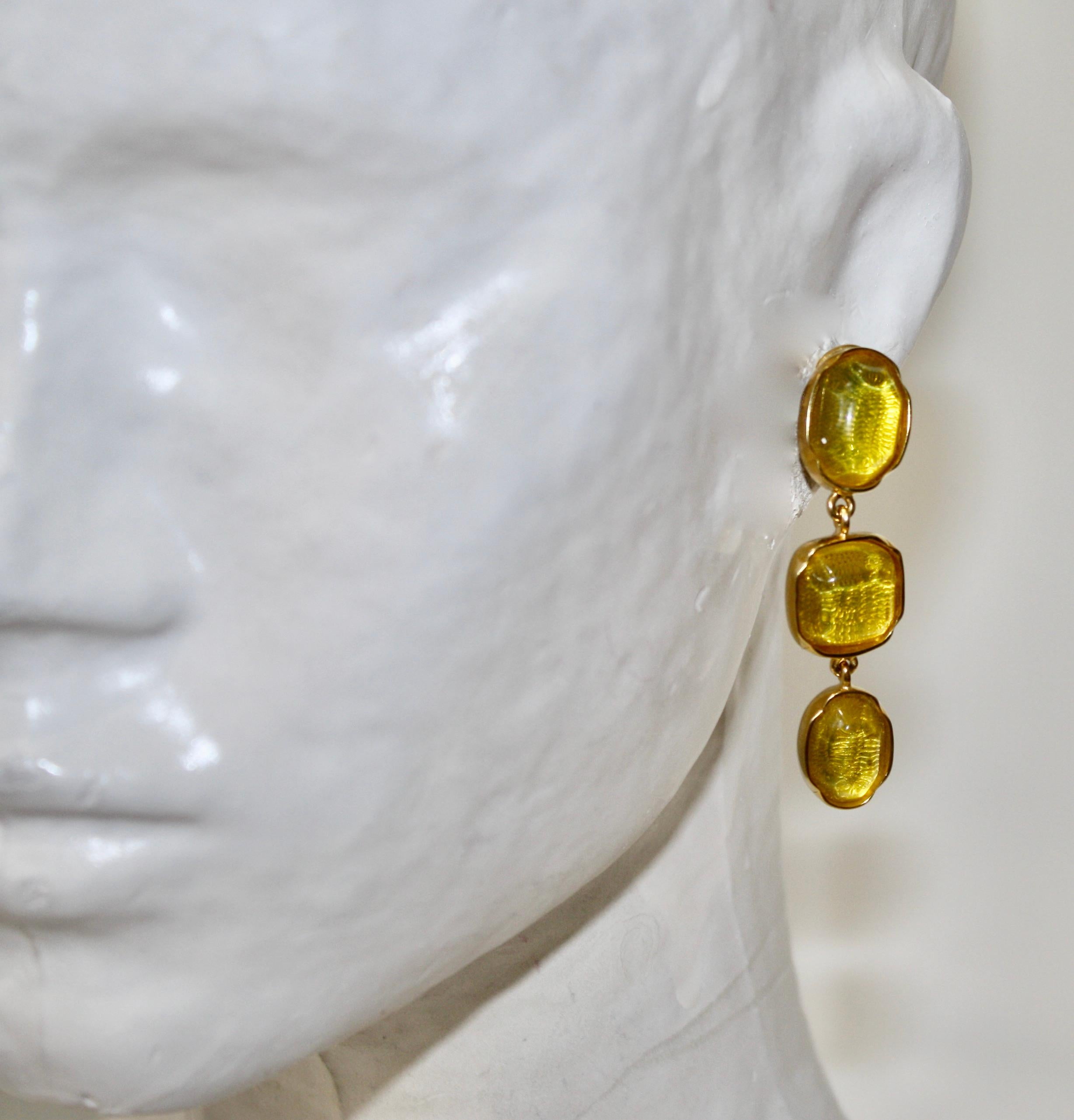 Goossens Paris Yellow Tinted Rock Crystal Cabochons Necklace 2