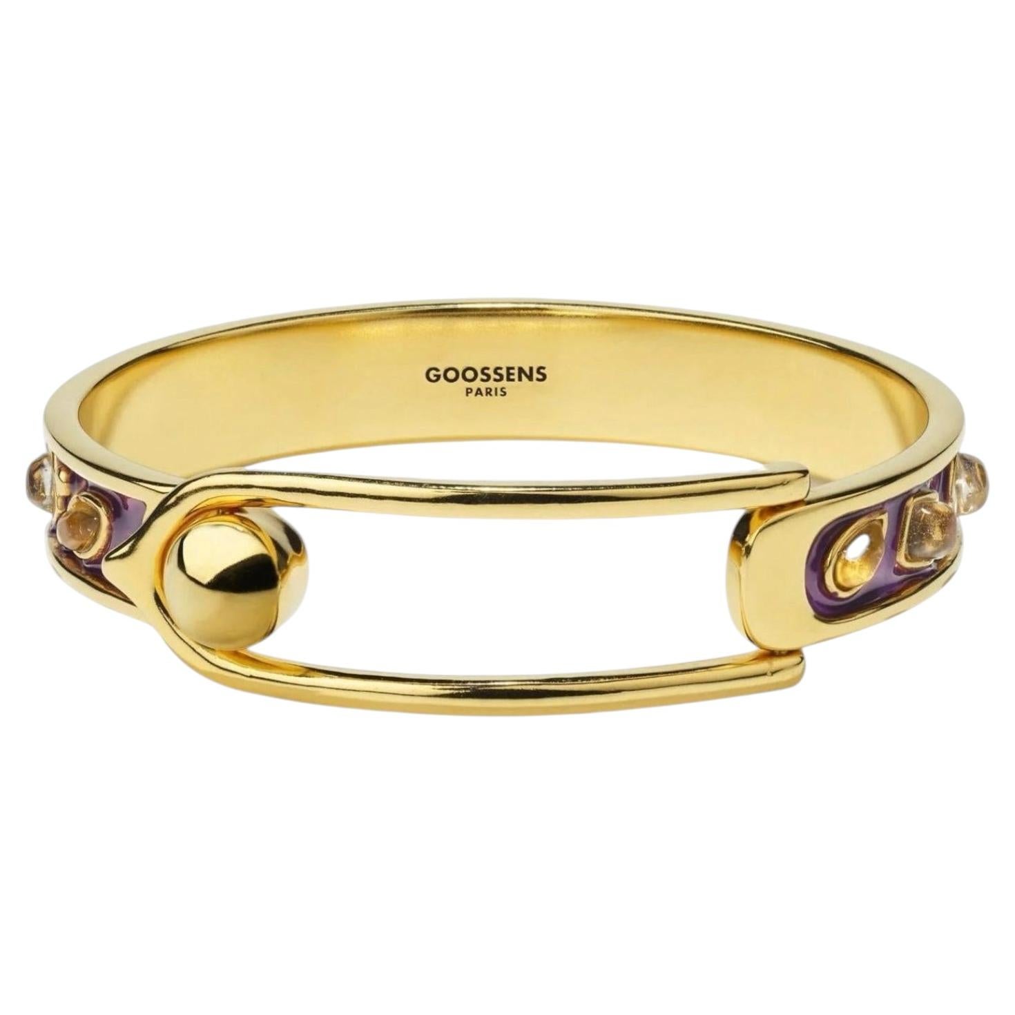 Goossens Paris Bicolor Orchid Cocktail Boucle Bracelet, New 2023 For Sale