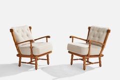 Göperts, Lounge Chairs, Pine, Fabric, Sweden, 1950s