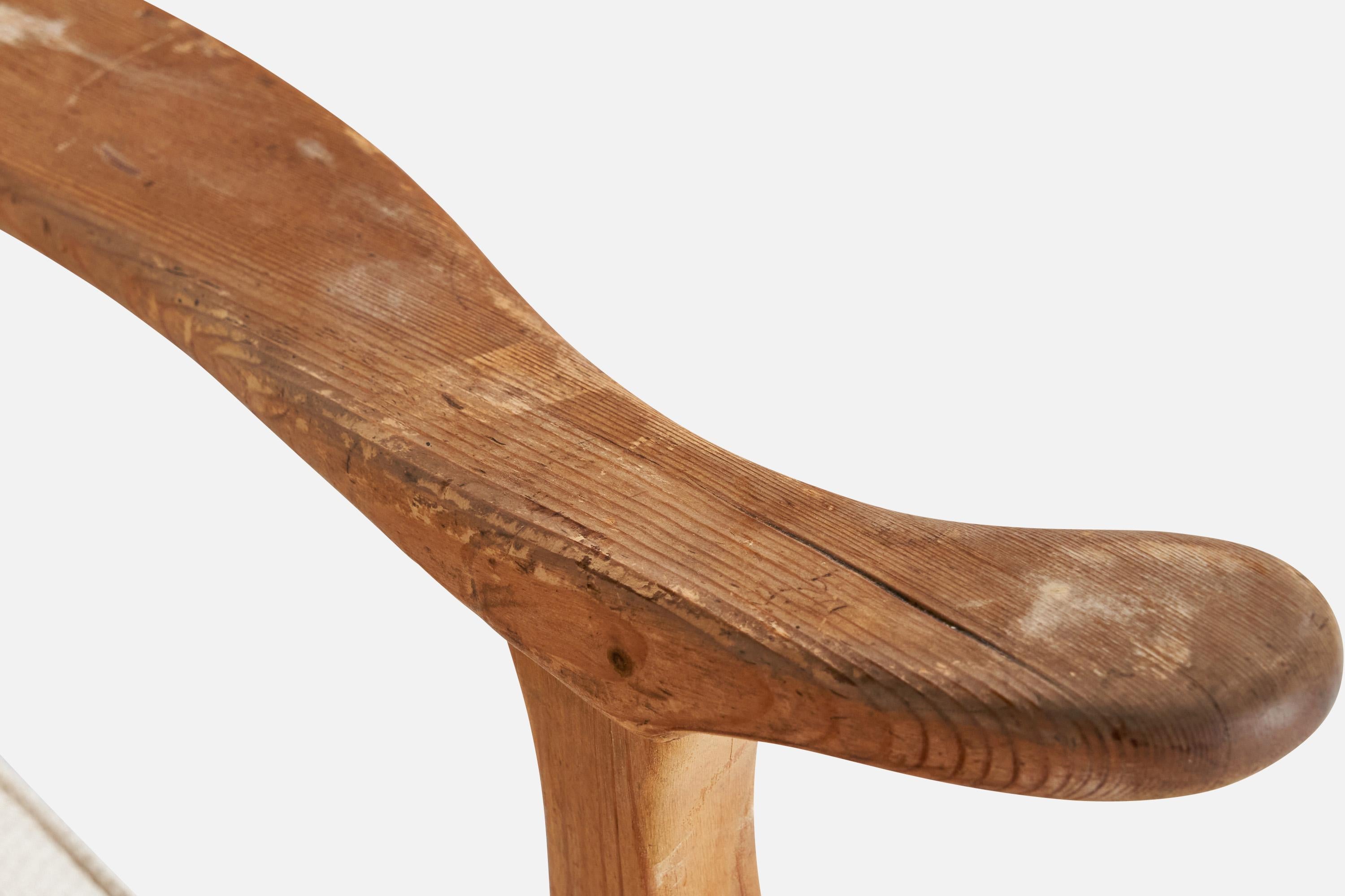 Göperts Möbler, Lounge Chair, Pine, Fabric, Sweden, 1940s For Sale 5