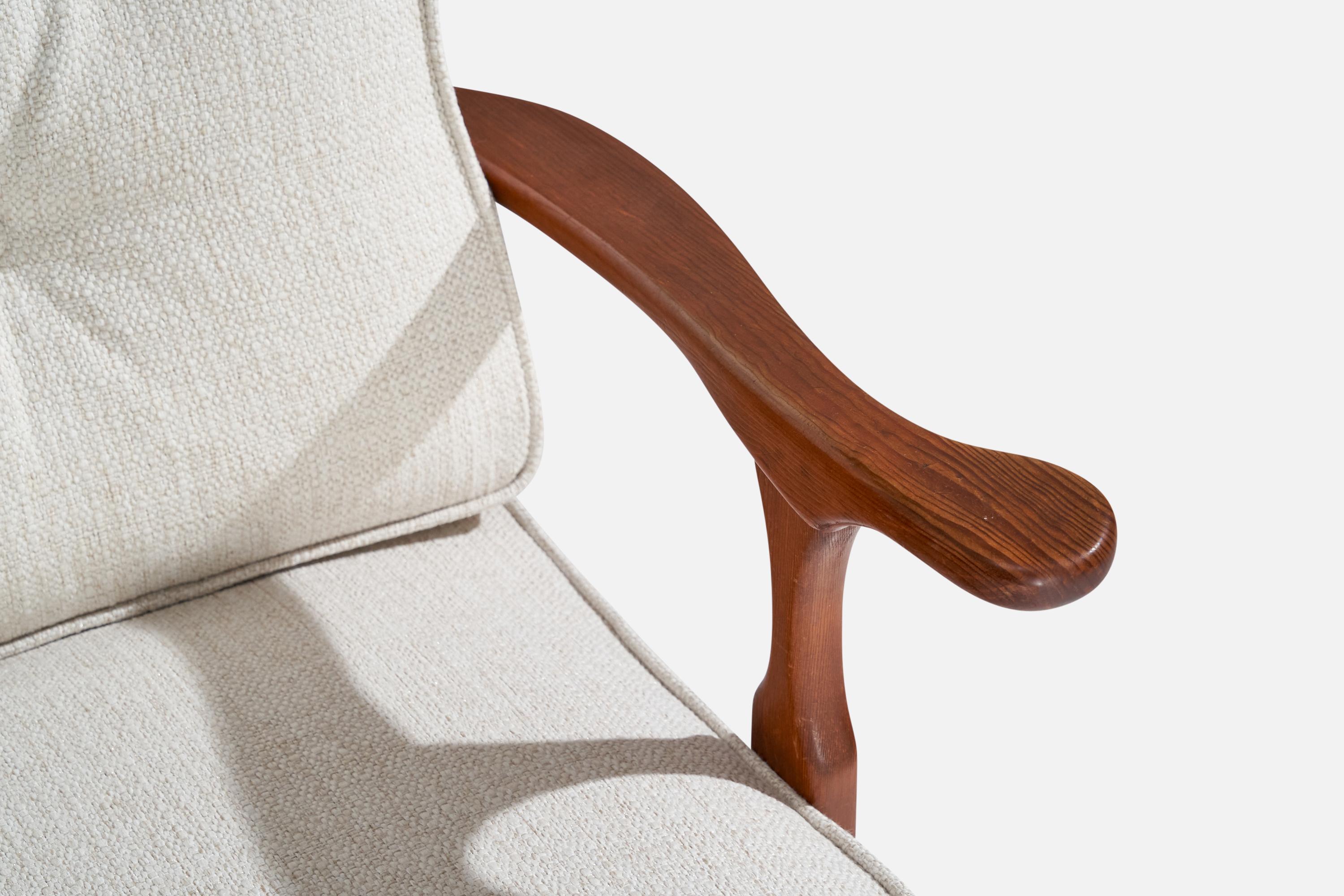 Göperts möbler, Lounge Chair, Pine, Fabric, Sweden, 1940s For Sale 6