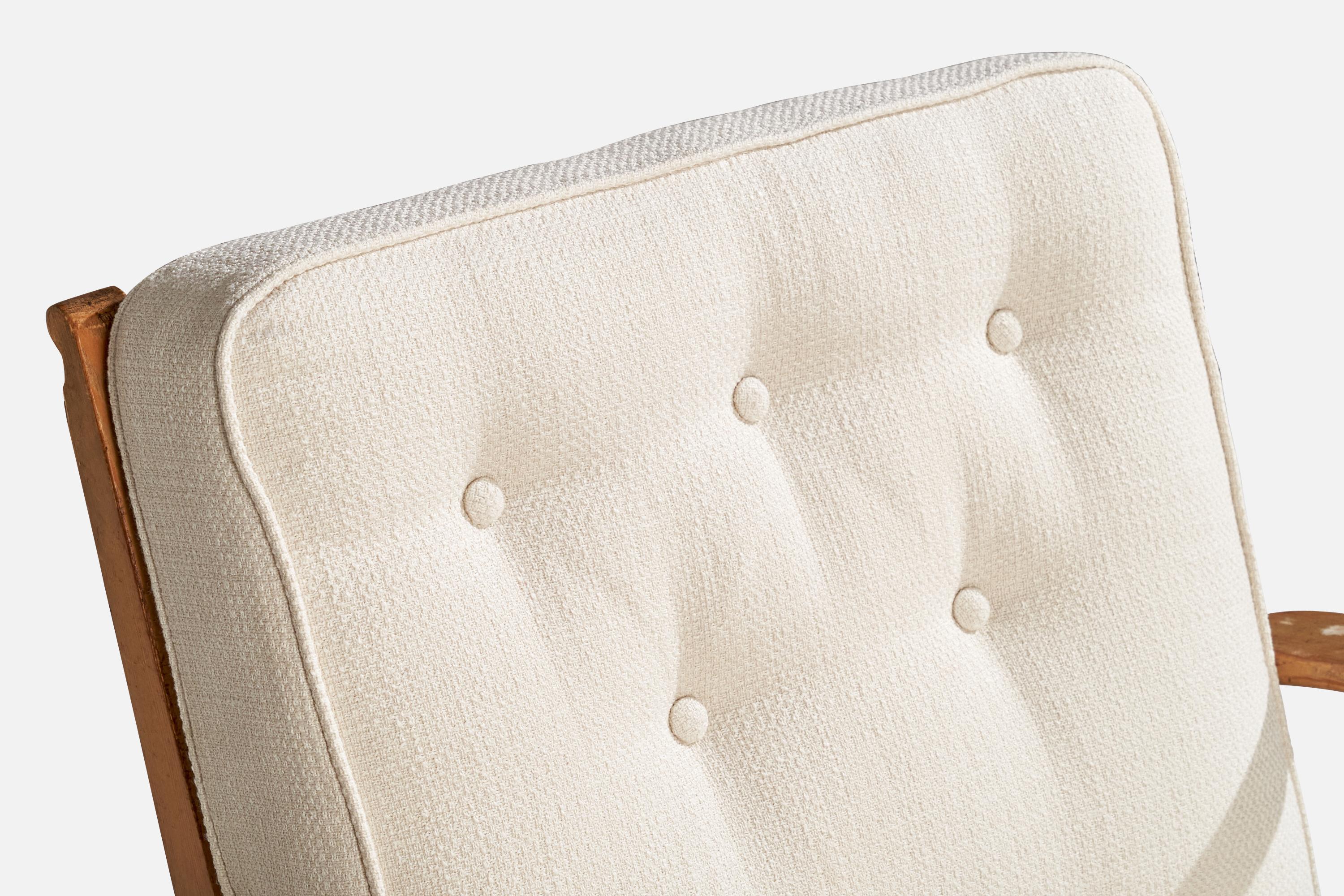 Göperts Möbler, Lounge Chair, Pine, Fabric, Sweden, 1940s For Sale 6