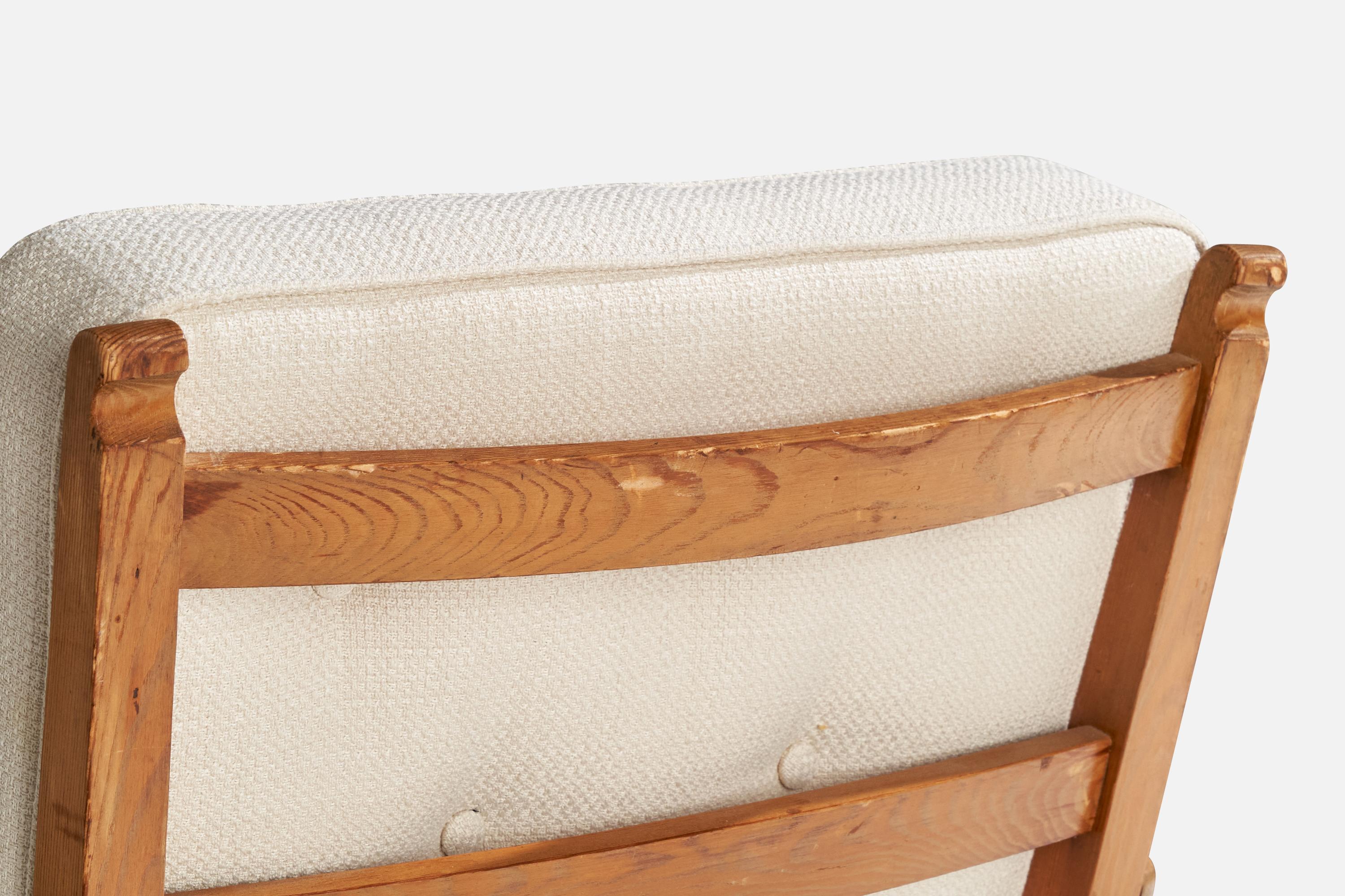 Göperts Möbler, Lounge Chair, Pine, Fabric, Sweden, 1940s For Sale 7