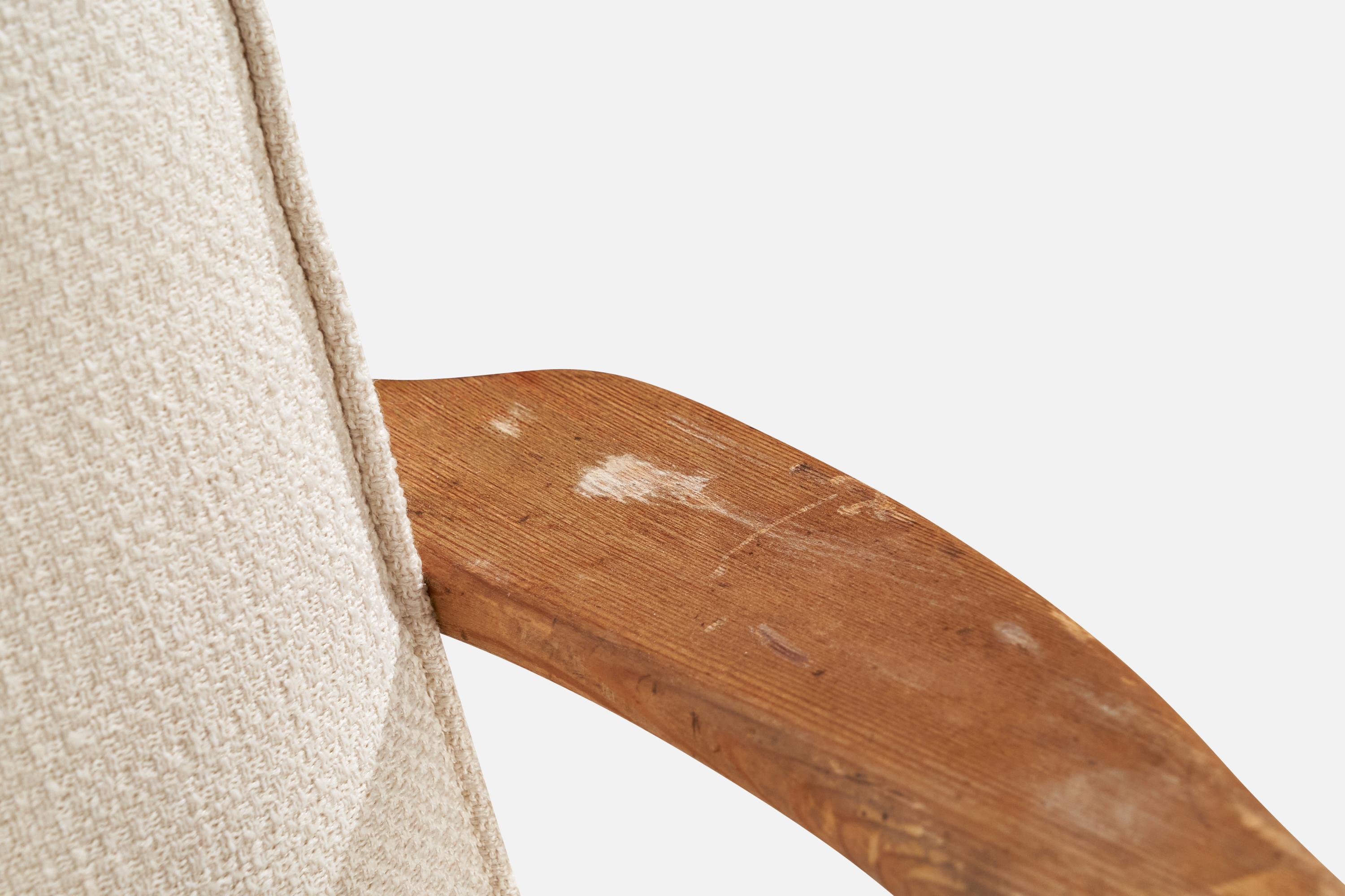 Göperts Möbler, Lounge Chair, Pine, Fabric, Sweden, 1940s For Sale 9