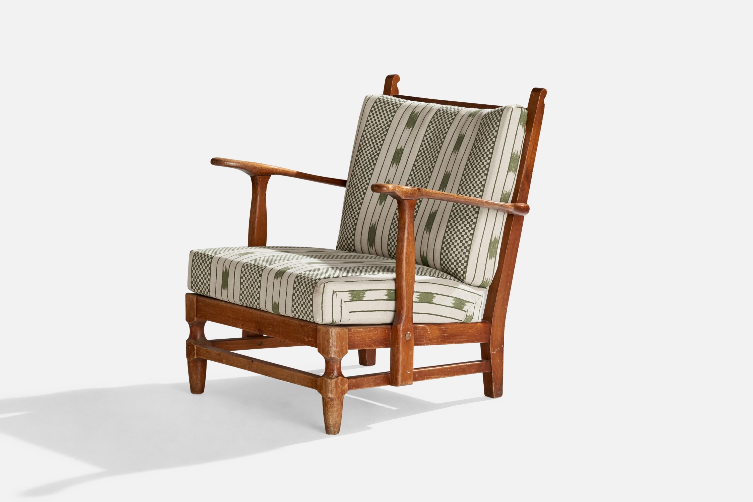 Scandinavian Modern Göperts möbler, Lounge Chair, Pine, Fabric, Sweden, 1940s
