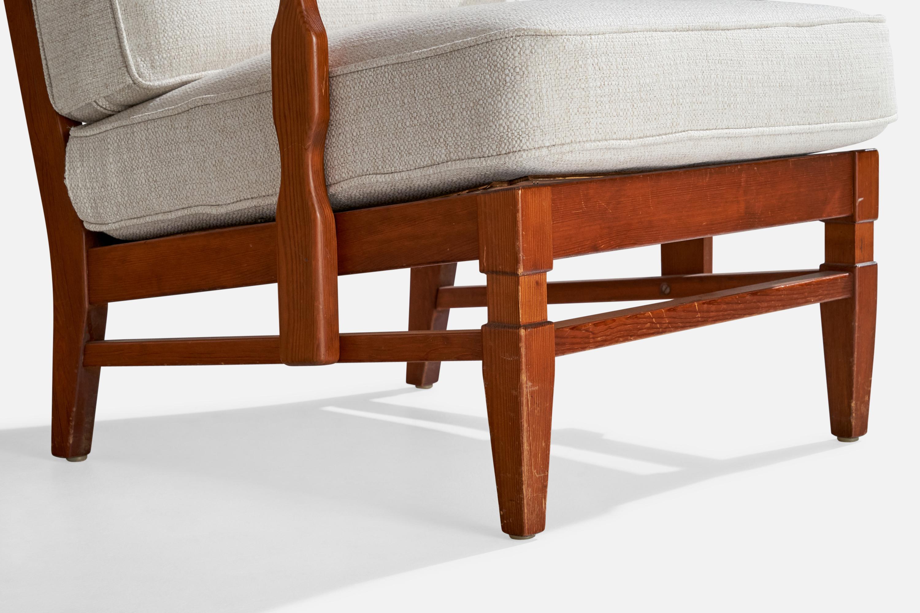 Scandinavian Modern Göperts möbler, Lounge Chair, Pine, Fabric, Sweden, 1940s For Sale
