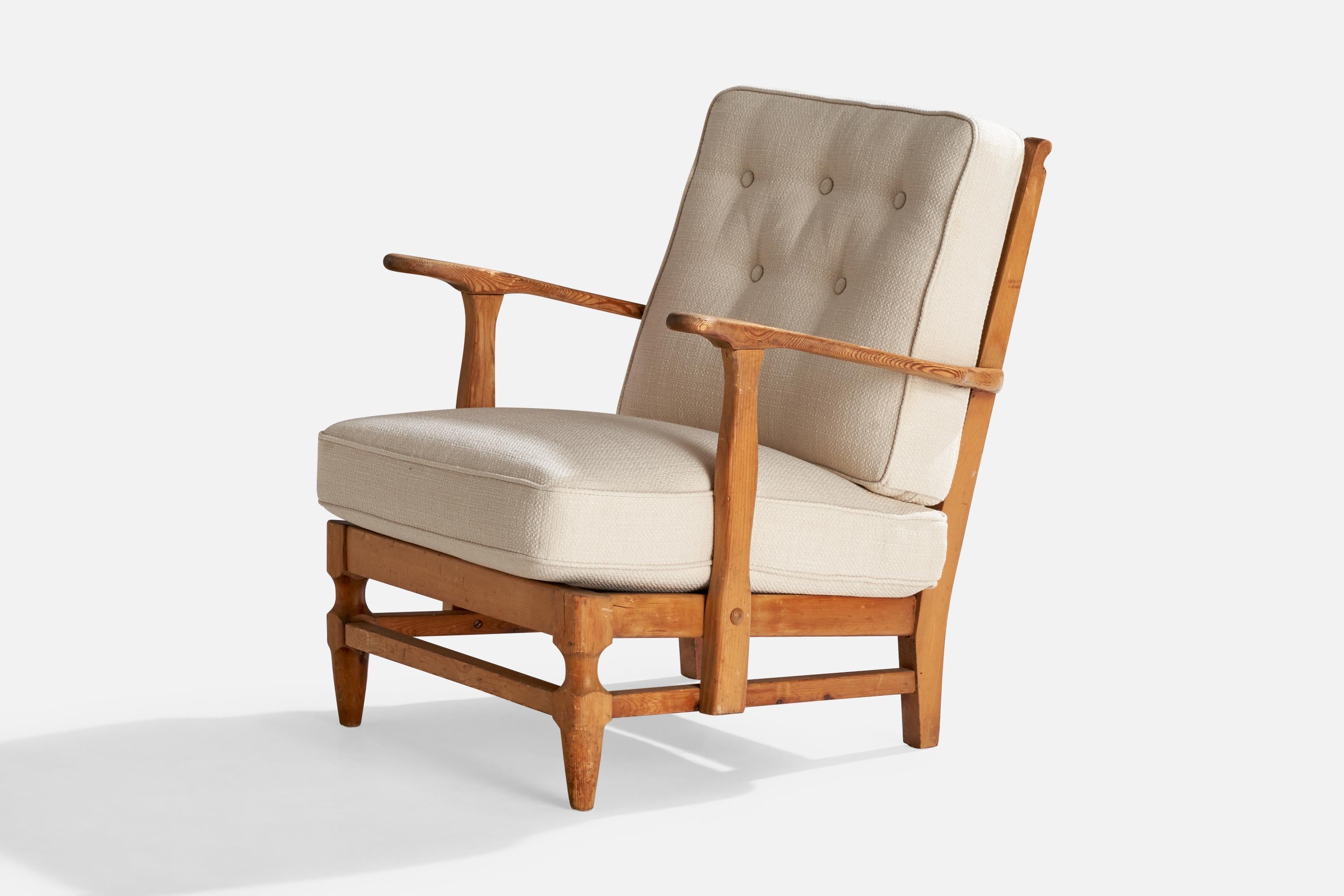 Scandinavian Modern Göperts Möbler, Lounge Chair, Pine, Fabric, Sweden, 1940s For Sale