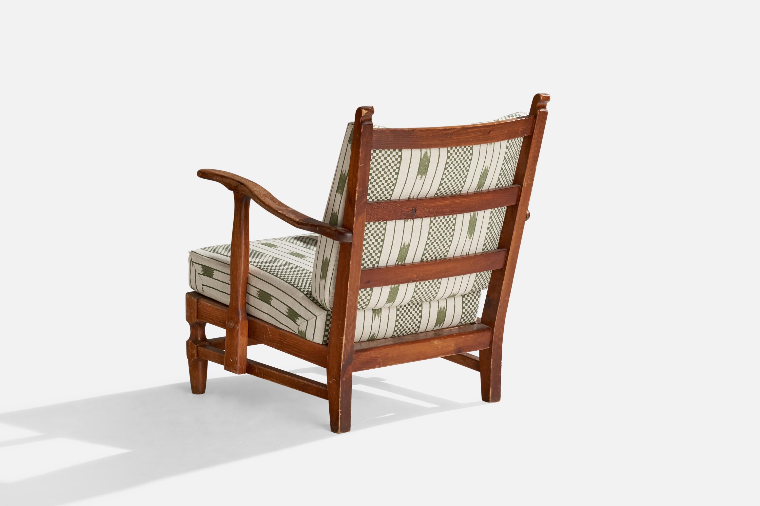 Mid-20th Century Göperts möbler, Lounge Chair, Pine, Fabric, Sweden, 1940s