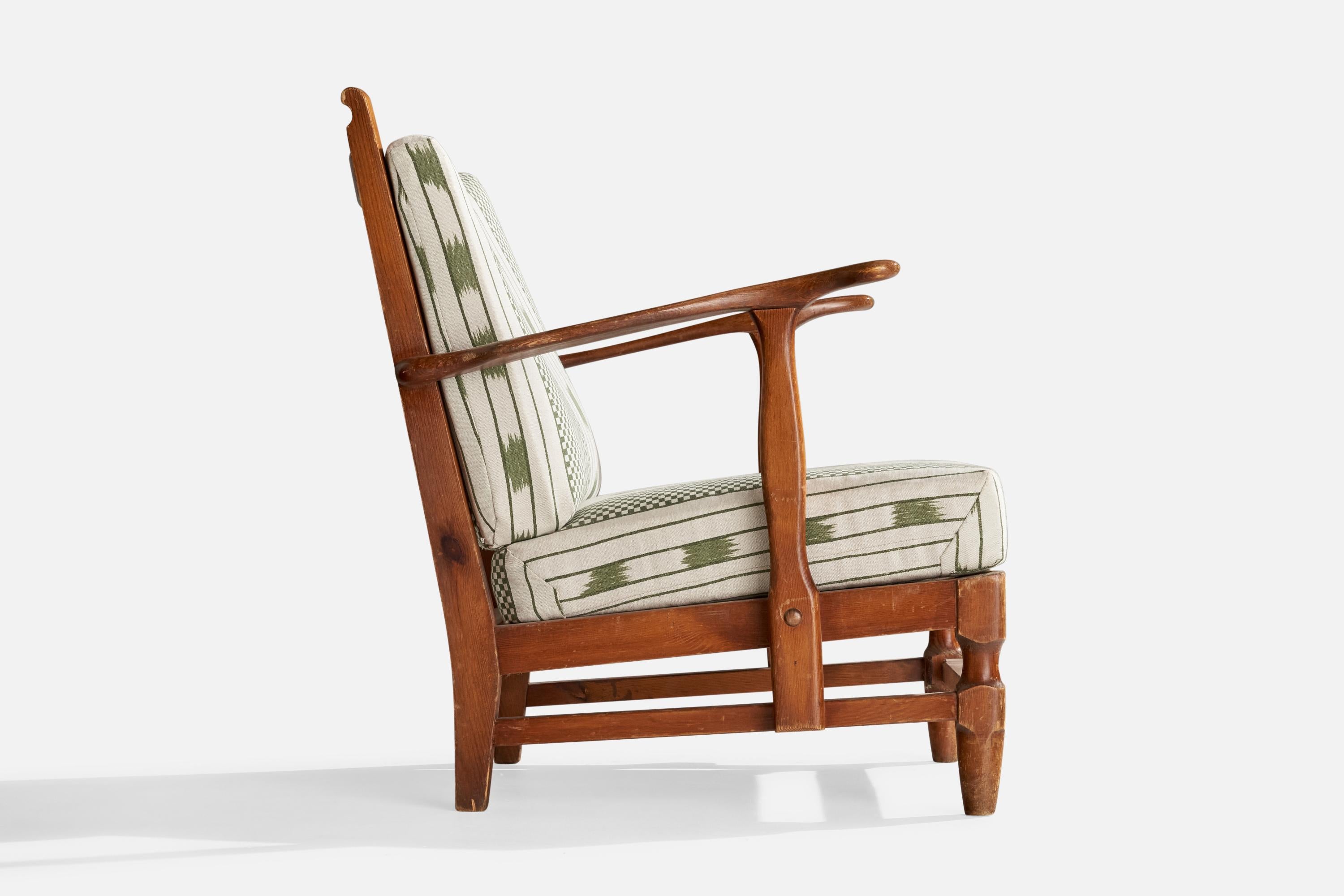 Göperts möbler, Lounge Chair, Pine, Fabric, Sweden, 1940s 1