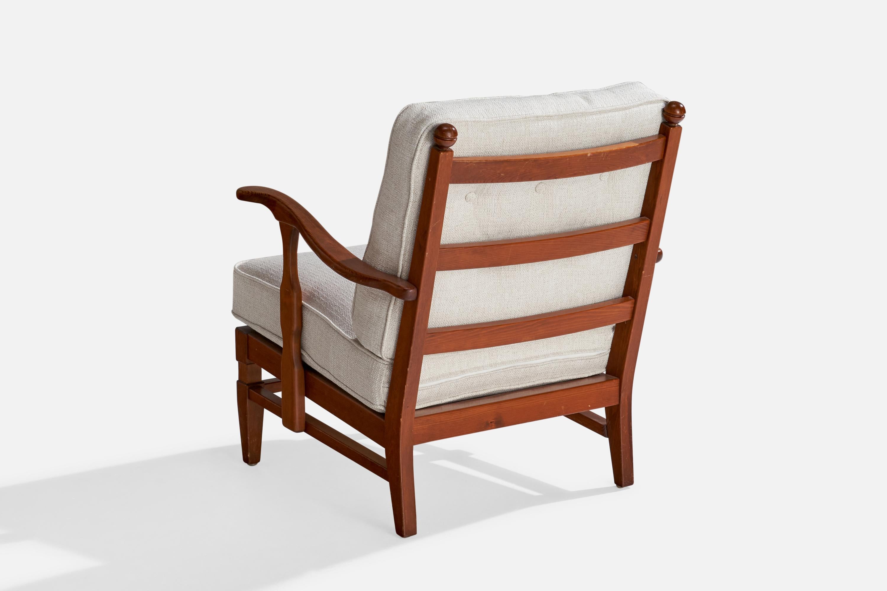 Göperts möbler, Lounge Chair, Pine, Fabric, Sweden, 1940s For Sale 1